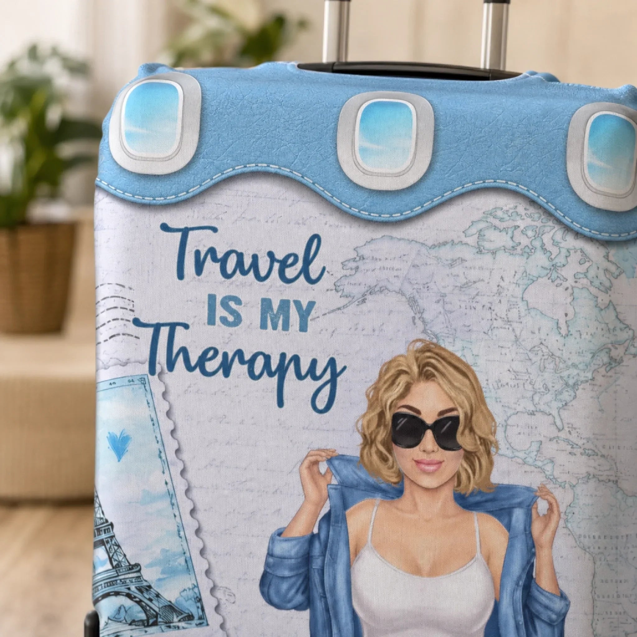 Custom Luggage Cover - Personalized Summer Vacation And Travel Gifts For Women, Besties, Sisters, BFF - Adventure Awaits