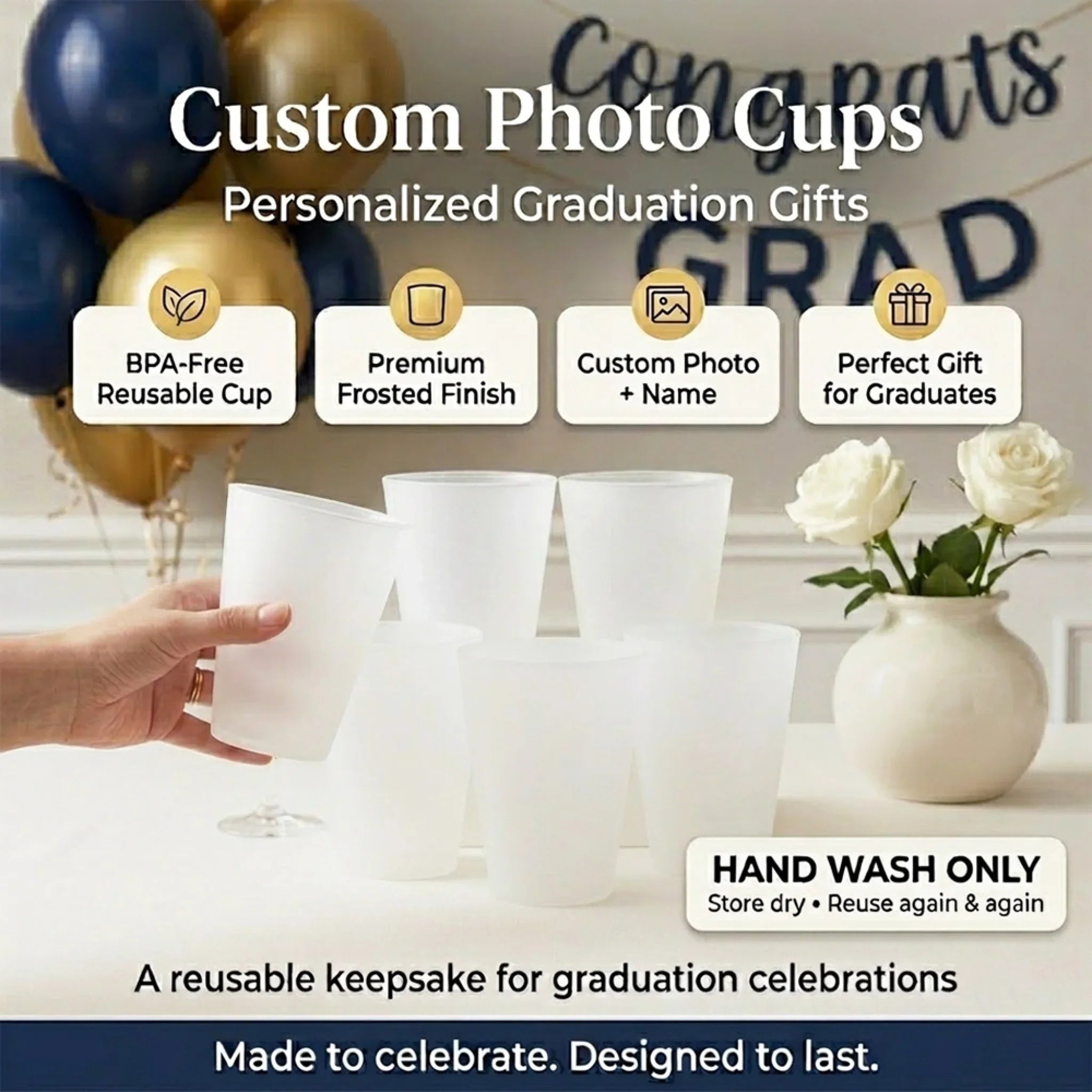 Custom Party Cups - Personalized Birthday Camping Gifts For Campers - Happy Camper Always