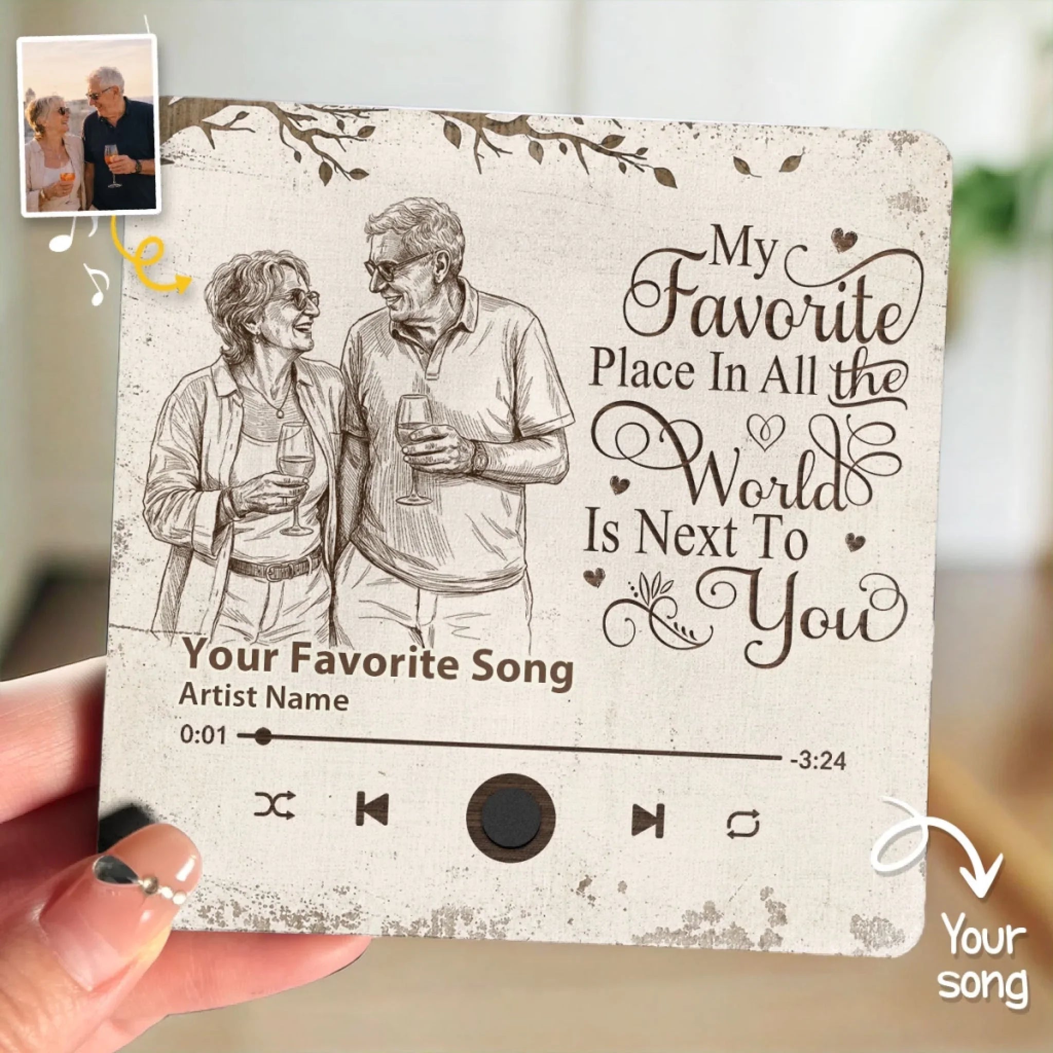 Custom Photo Music Fridge Magnet That Can Play Songs - Personalized Anniversary Wedding Gifts For Husband And Wife, Him And Her - Blessed With Endless Love