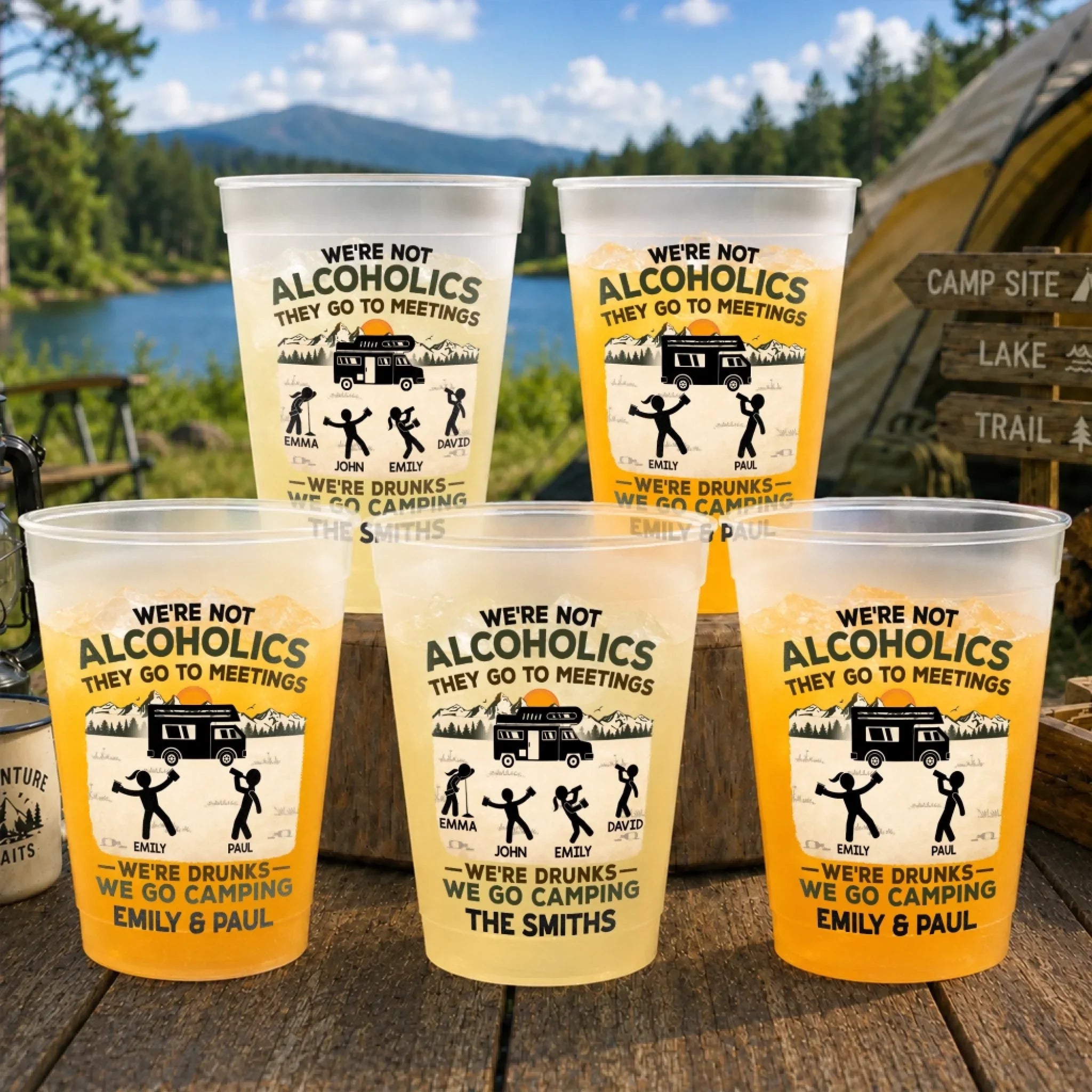 Custom Party Cups - Personalized Summer Vacation And Travel Camping Gifts For Campers, Mom, Dad, Brother, Sister, Kids - Wild And Free