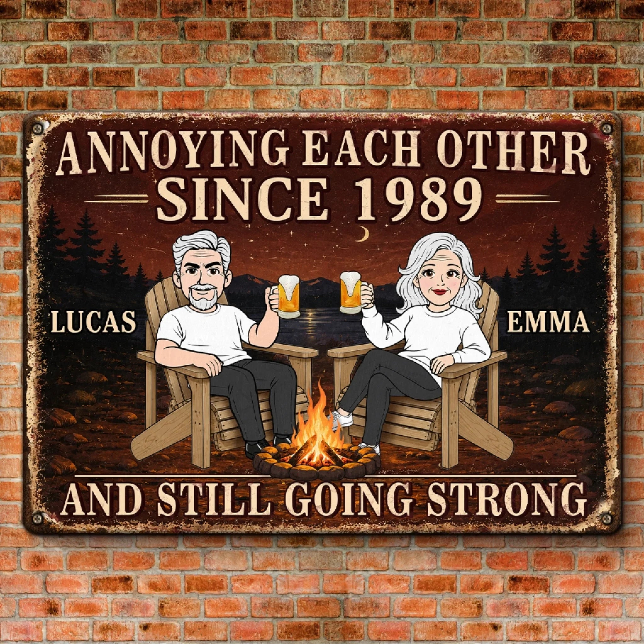 Custom Home Decor Metal Sign - Personalized Anniversary Wedding Gifts For Husband And Wife, Him And Her - Love Keeps Us Wild