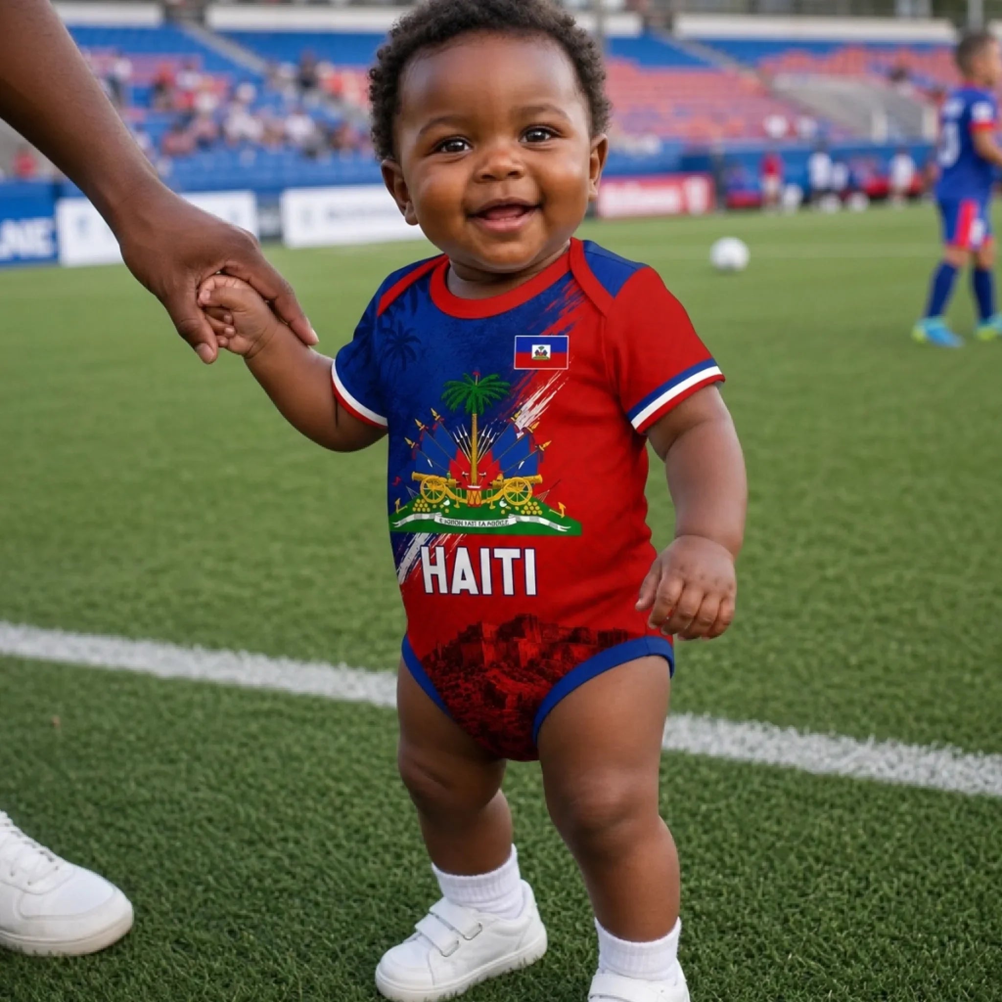 Custom Haiti World Football Baby Jersey Bodysuit
- Personalized Baby Shower, Gender Reveal Gifts For New Moms, New Dads, Football Lovers - Haiti’s Littlest Football Star Is Here