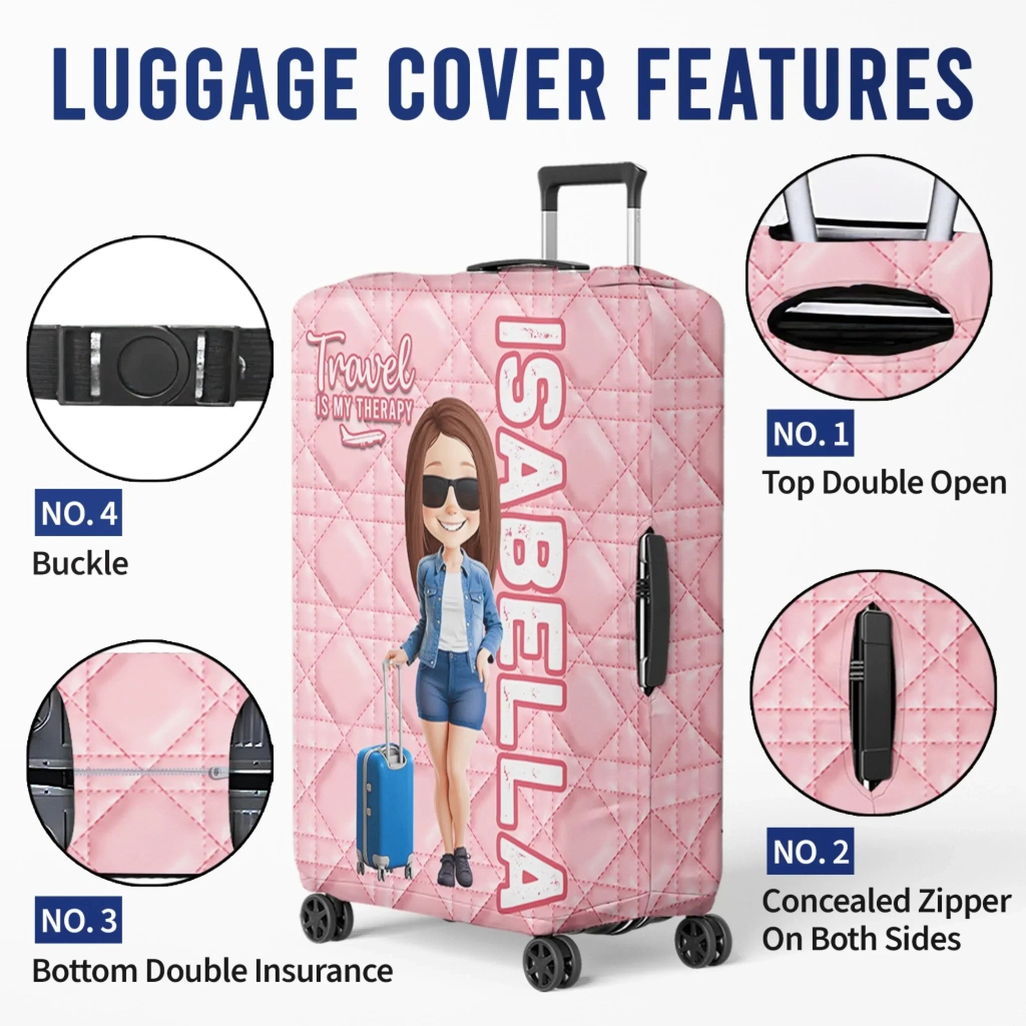 Custom Luggage Cover - Personalized Summer Vacation And Travel Gifts For Women, Besties, Sisters, BFF - Adventure Is Calling