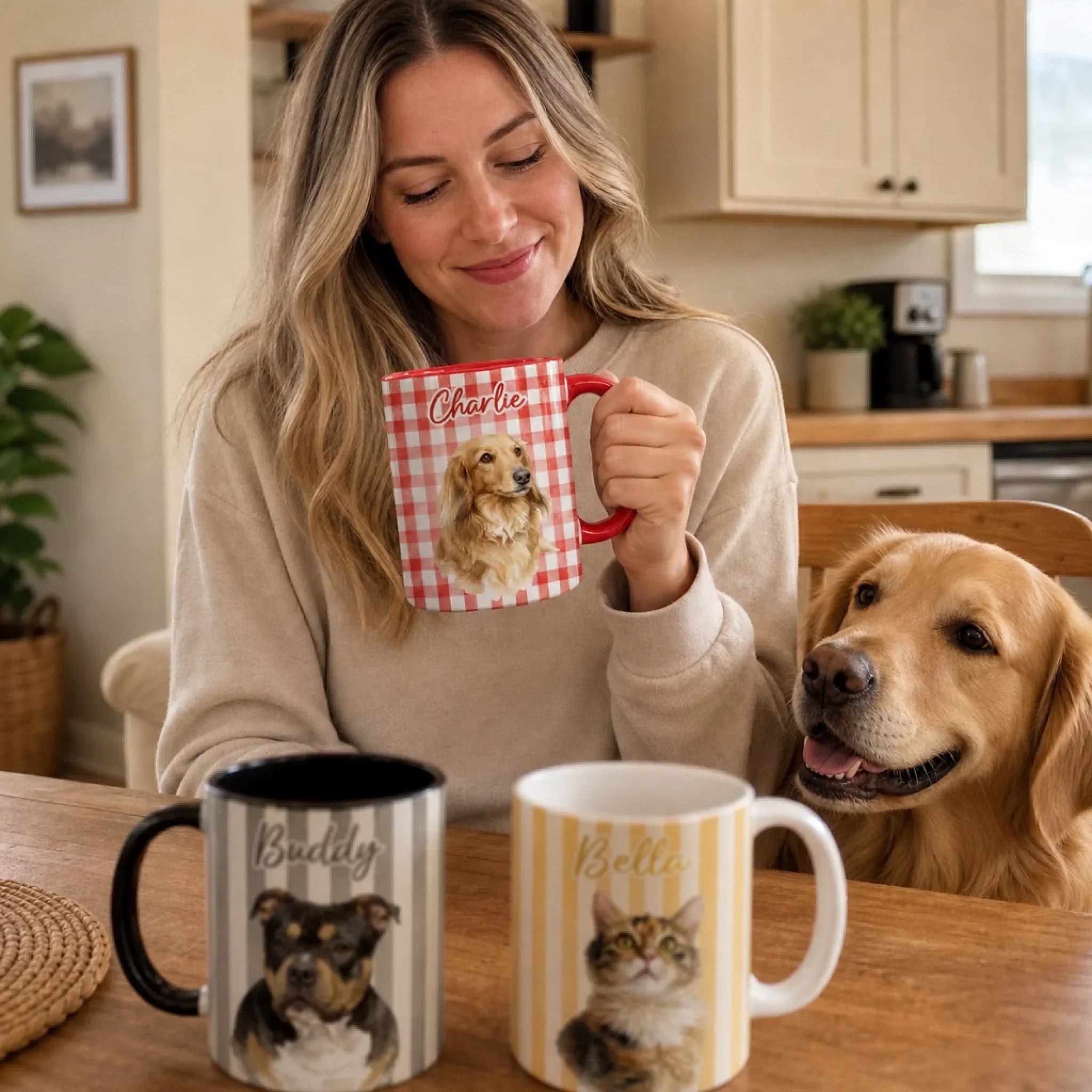 Custom Photo Accent Mug - Personalized Birthday Gifts For Dog Cat Lovers, Dog Dad And Mom, Cat Owners - My Therapist Has Paws