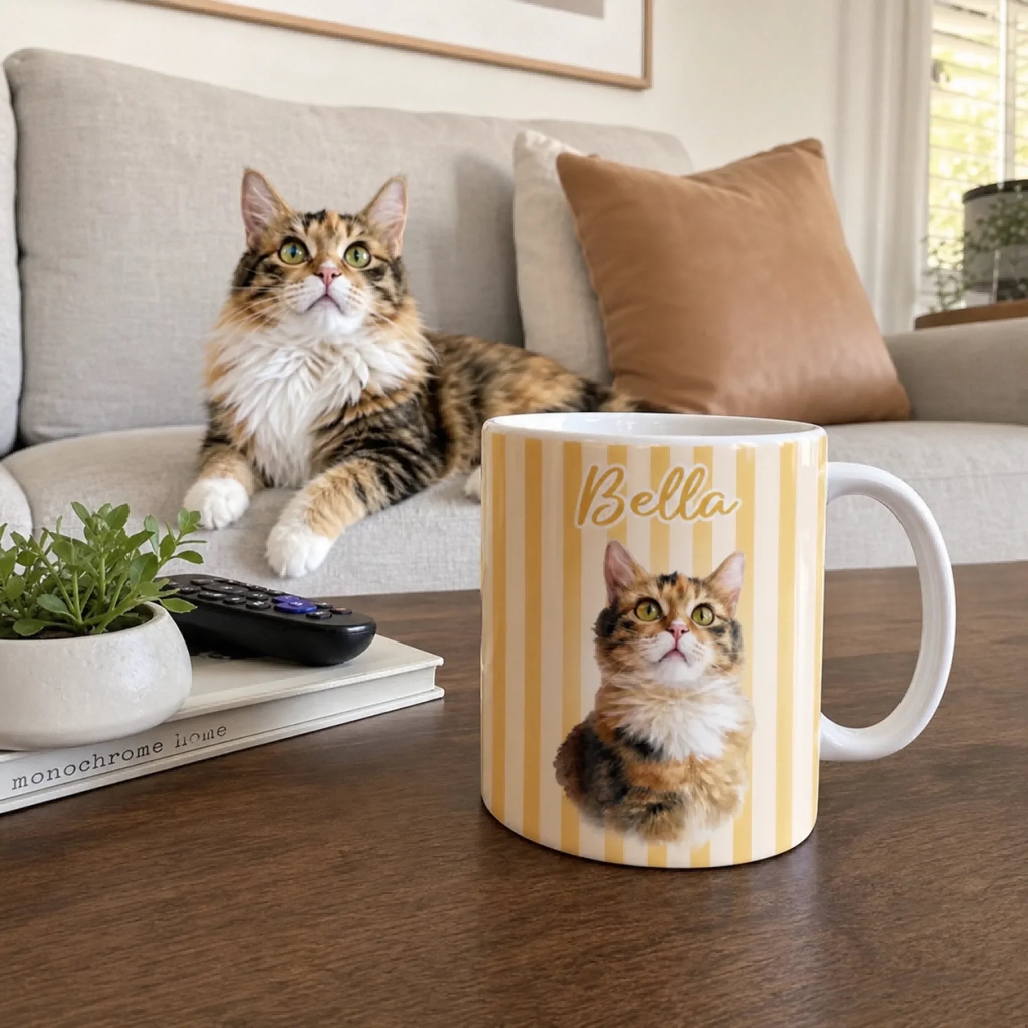 Custom Photo Accent Mug - Personalized Birthday Gifts For Dog Cat Lovers, Dog Dad And Mom, Cat Owners - My Therapist Has Paws