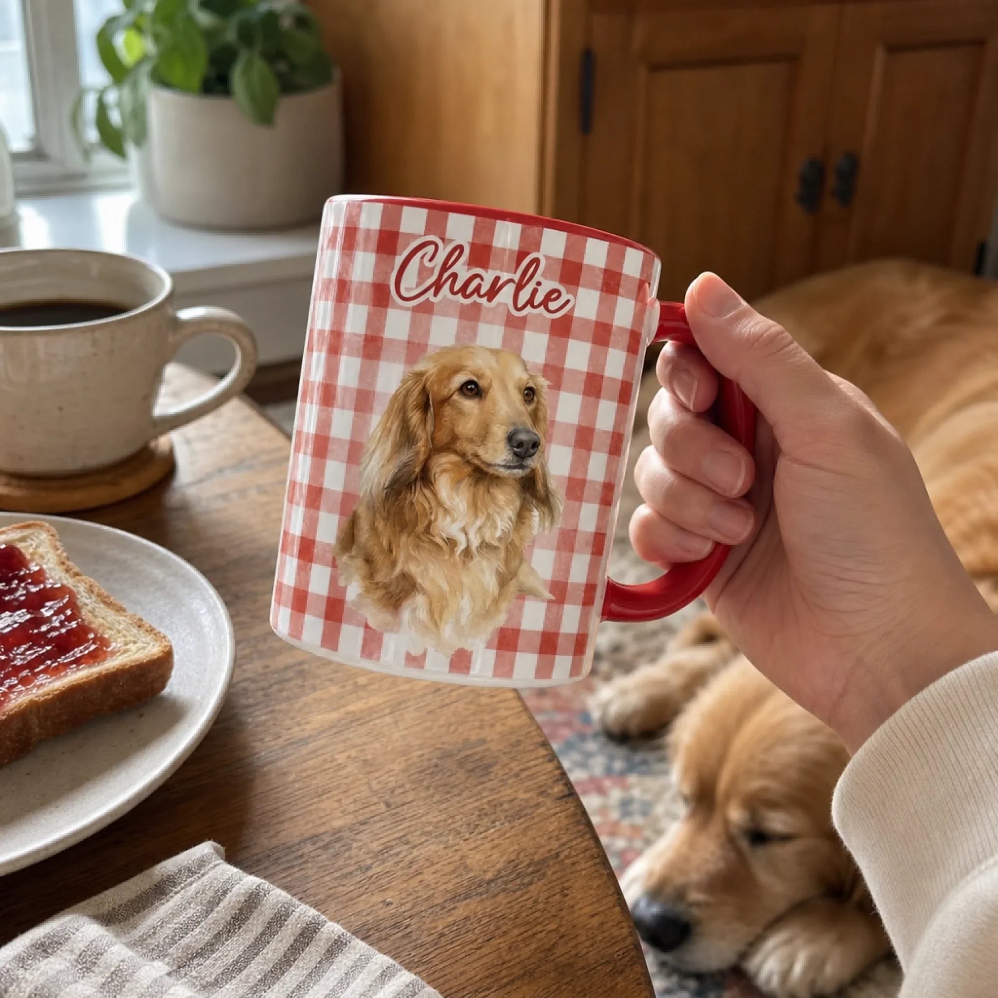 Custom Photo Accent Mug - Personalized Birthday Gifts For Dog Cat Lovers, Dog Dad And Mom, Cat Owners - My Therapist Has Paws