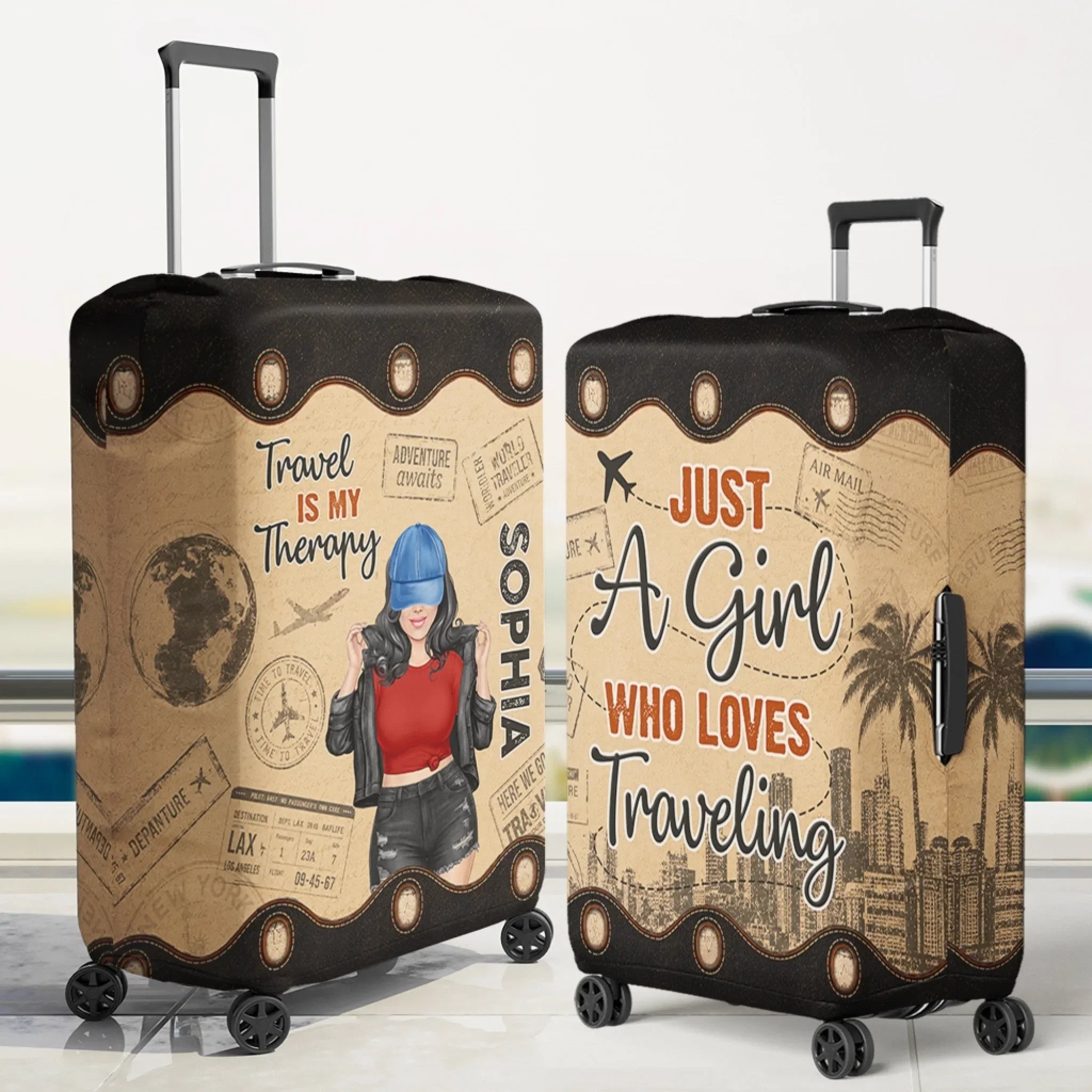 Custom Luggage Cover - Personalized Summer Vacation And Travel Gifts For Women, Besties, Sisters, BFF - Adventure Awaits Everywhere
