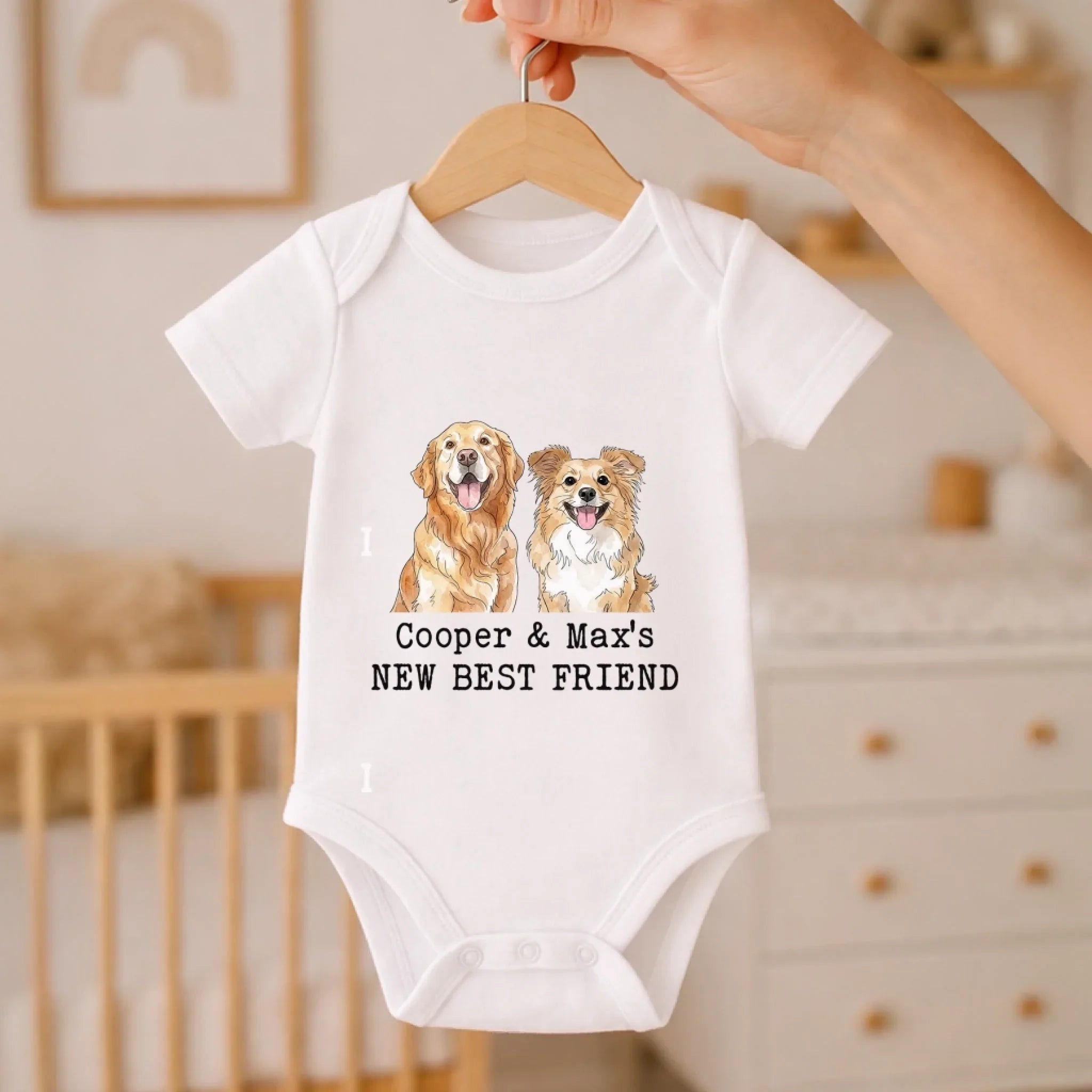Custom Photo Baby Onesie - Personalized Baby Shower, Gender Reveal Gifts For New Moms, New Dads, New Parents, Dog Cat Lovers - Newest Member Of The Pack