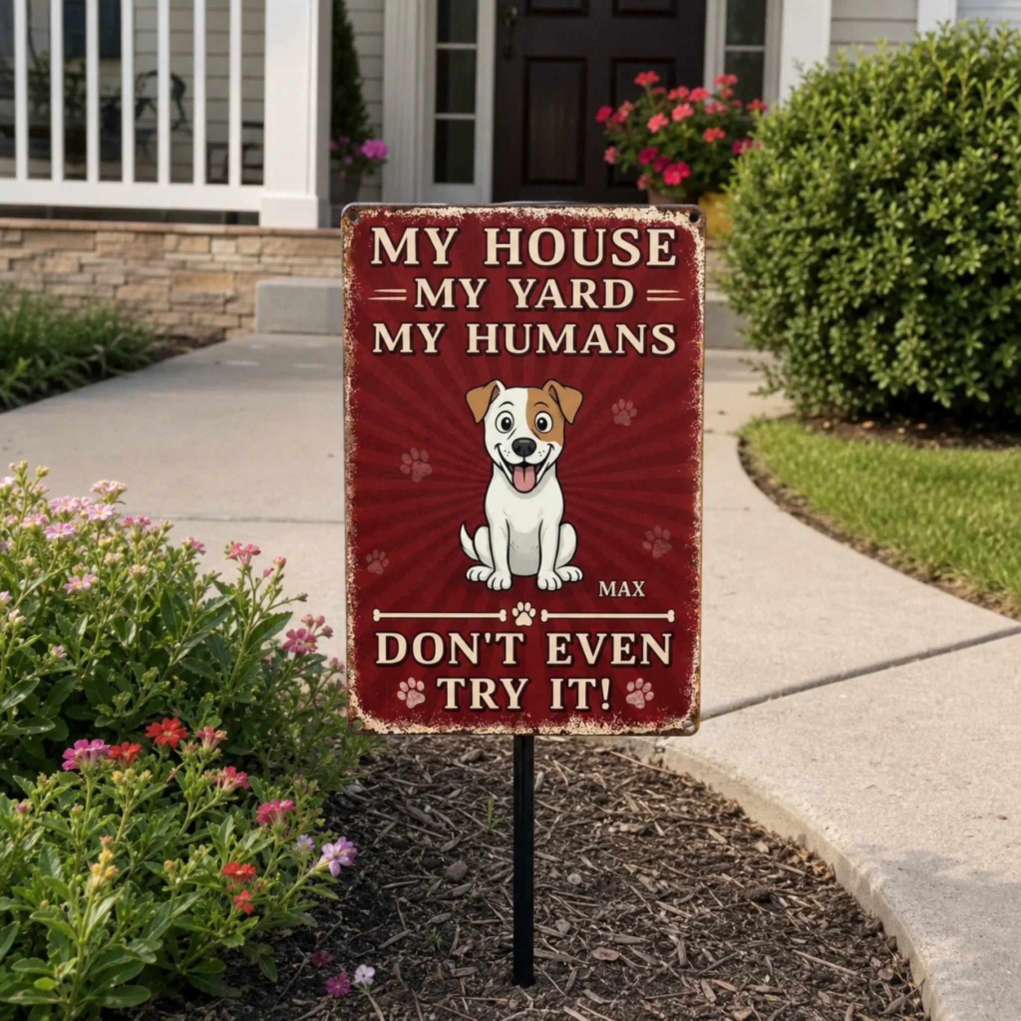 Custom Home Decor Metal Sign - Personalized Birthday Gifts For Dog Lovers, Dog Dad And Mom - Protected By Furry Chaos