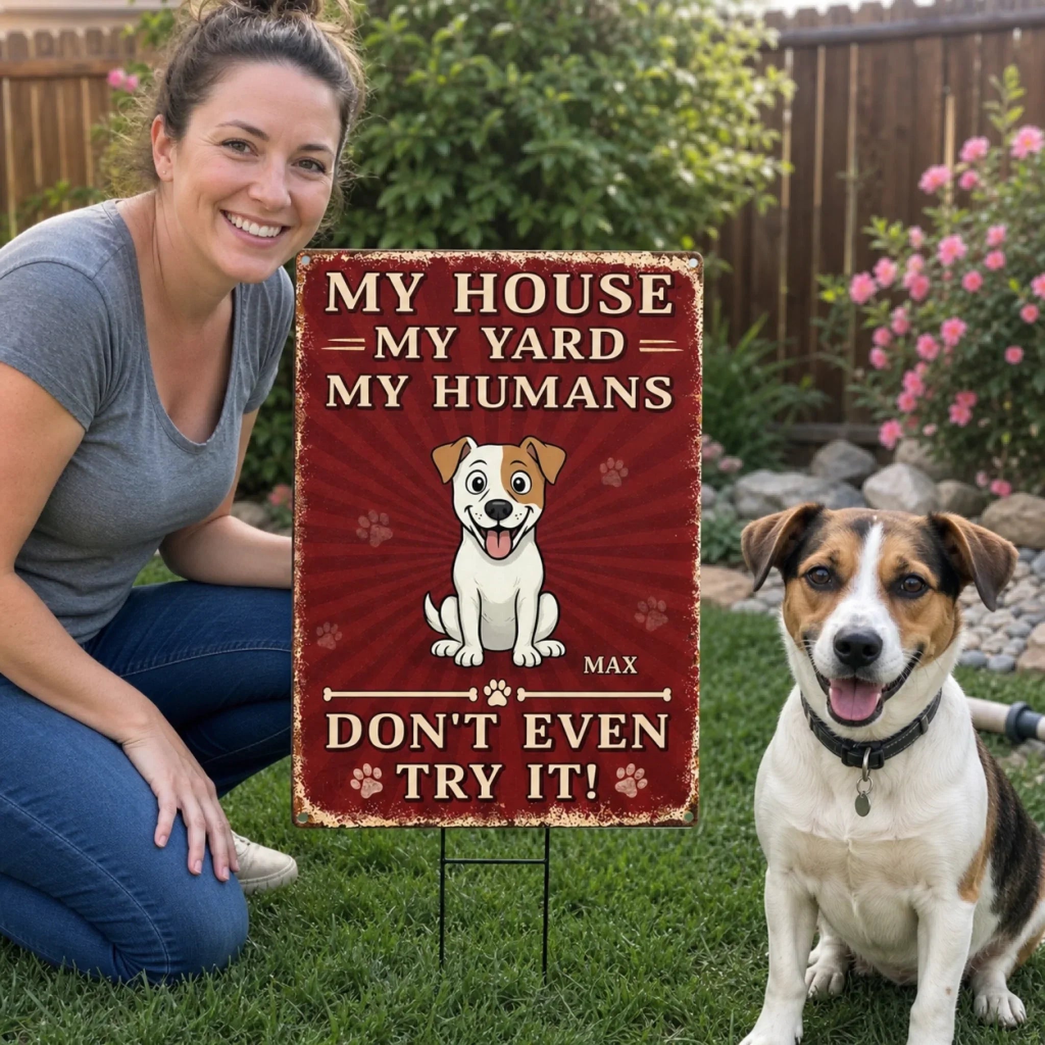 Custom Home Decor Metal Sign - Personalized Birthday Gifts For Dog Lovers, Dog Dad And Mom - Protected By Furry Chaos