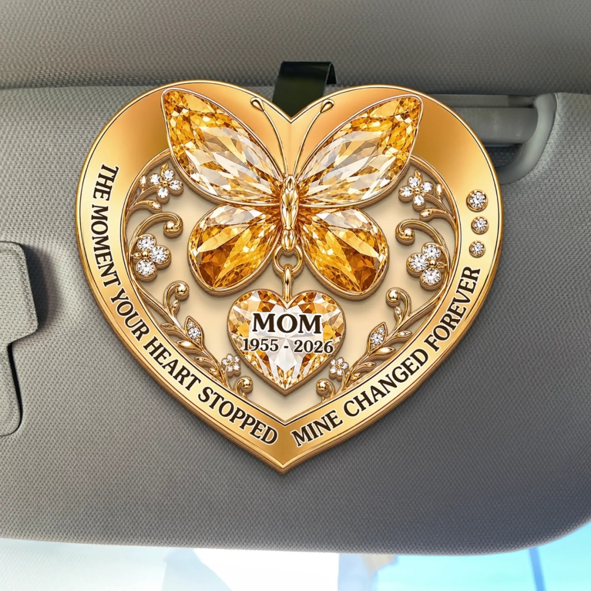 Custom Car Visor Clip - Personalized Memorial Sympathy Gifts For Loss Of Mom, Dad - Loved Beyond Words Always
