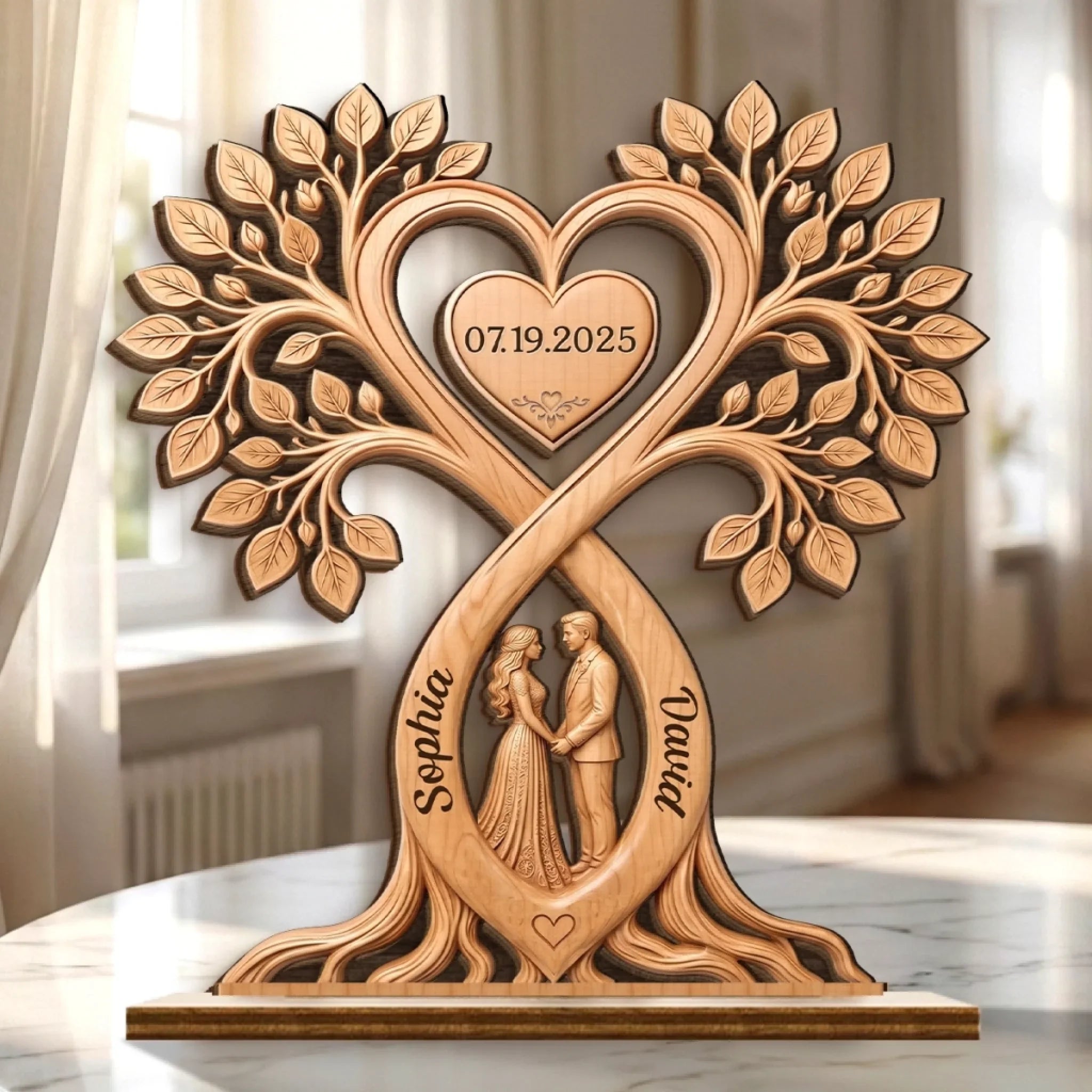 Custom 2-Layered Wooden Plaque - Personalized Anniversary Wedding Gifts For Husband And Wife, Him And Her - A Bond That Never Breaks