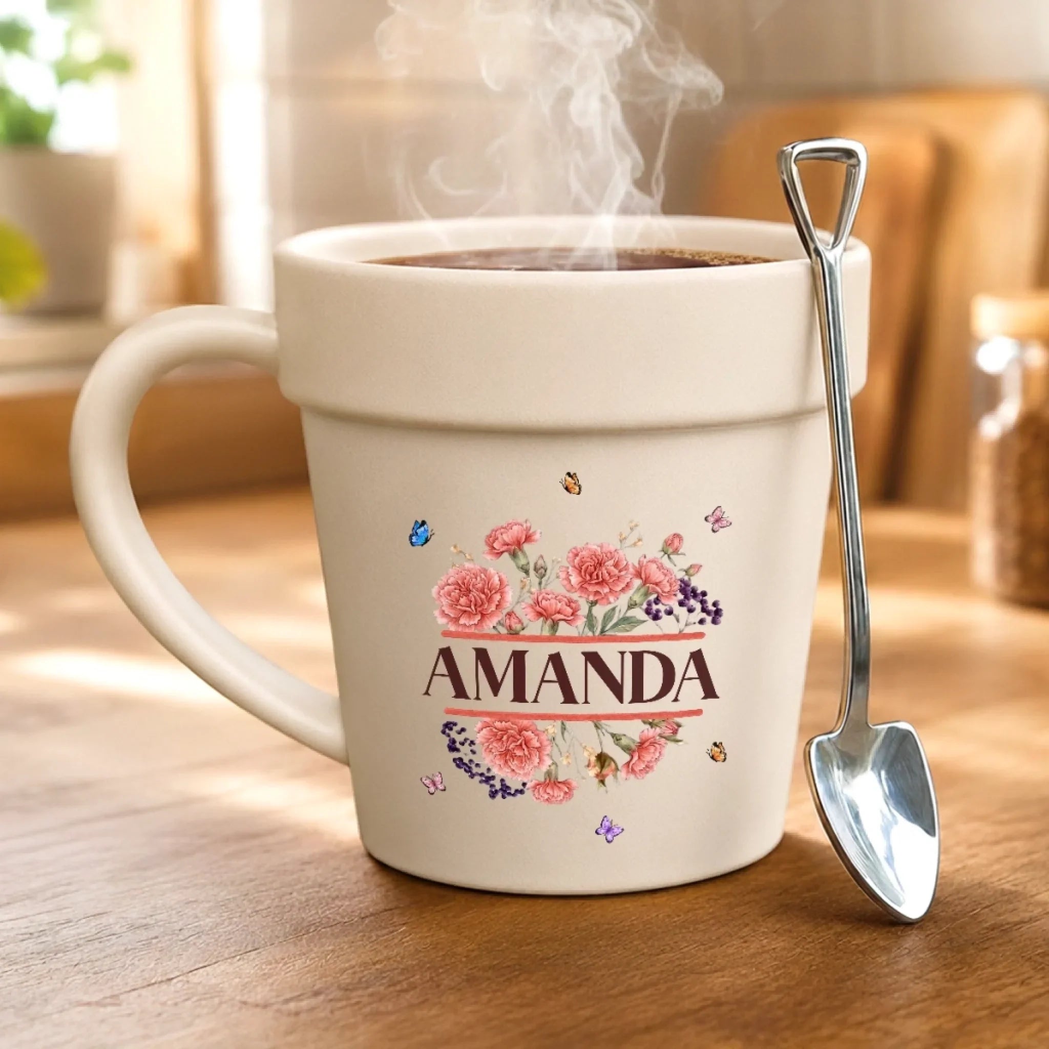 Custom Plant Pot Ceramic Mug - Personalized Birthday Garden Gifts For Gardeners, Women, Besties, Sisters, BFF - Just A Girl And Her Pot