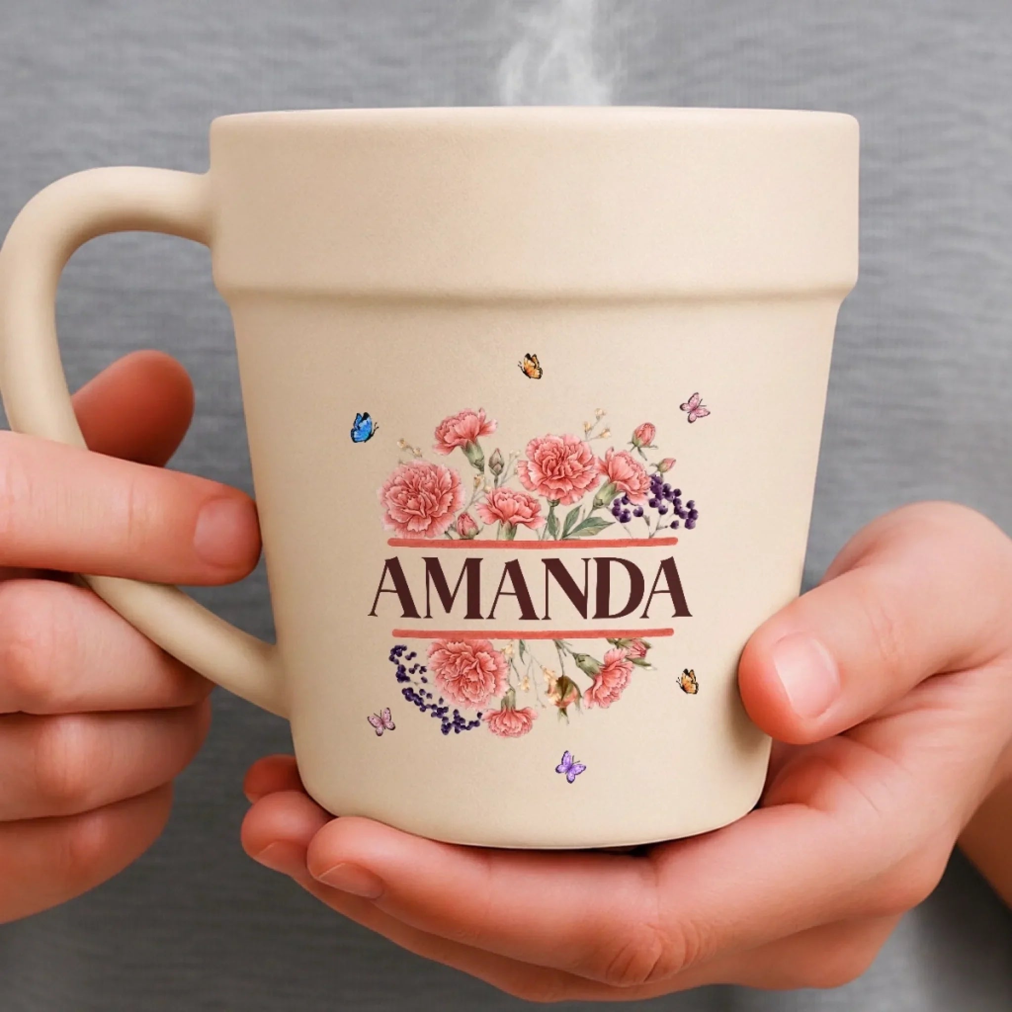 Custom Plant Pot Ceramic Mug - Personalized Birthday Garden Gifts For Gardeners, Women, Besties, Sisters, BFF - Just A Girl And Her Pot