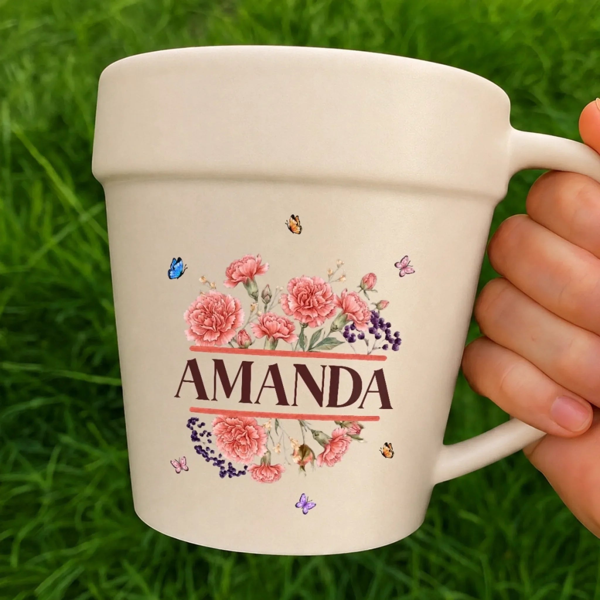 Custom Plant Pot Ceramic Mug - Personalized Birthday Garden Gifts For Gardeners, Women, Besties, Sisters, BFF - Just A Girl And Her Pot