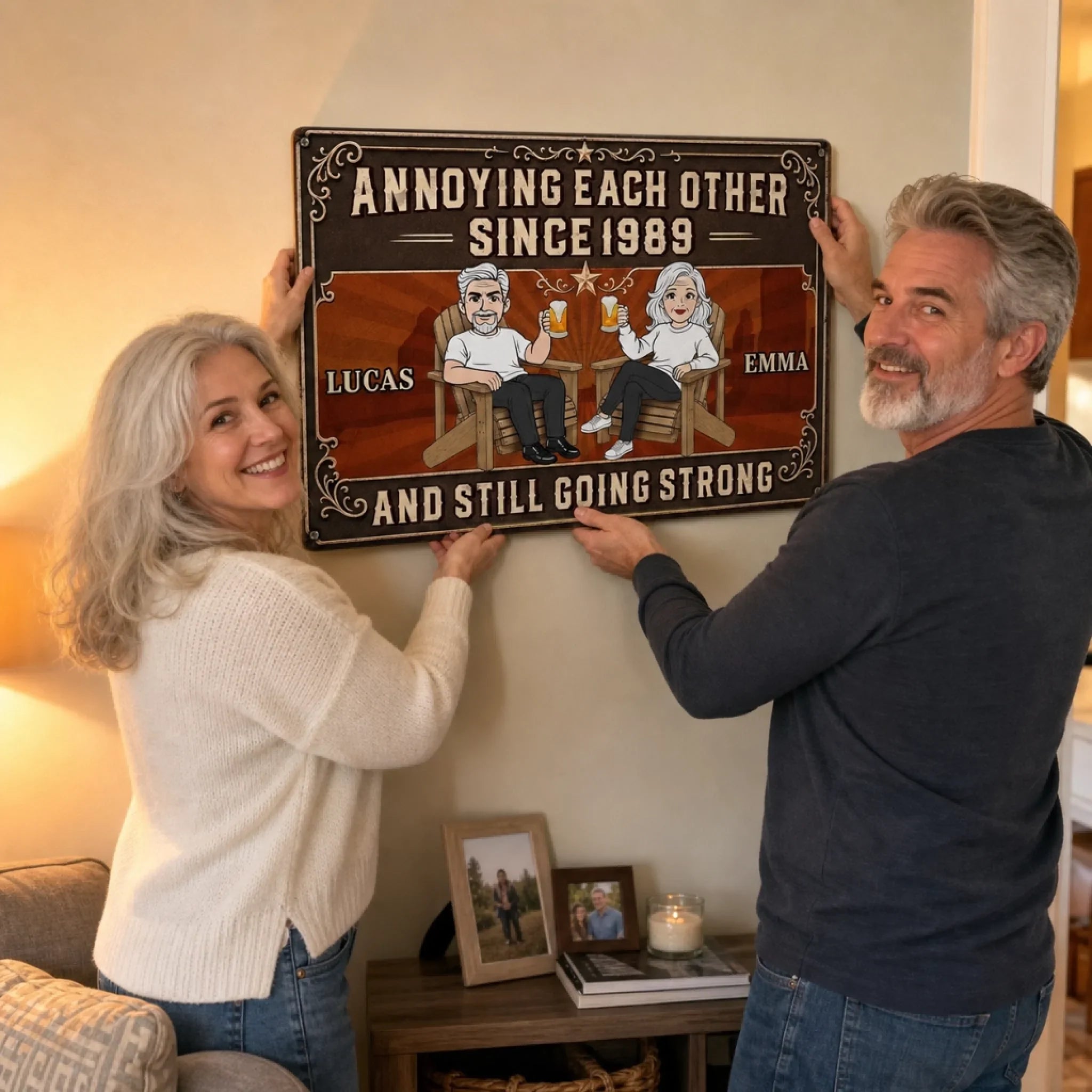 Custom Home Decor Metal Sign - Personalized Anniversary Wedding Gifts For Husband And Wife, Him And Her - Stuck With You