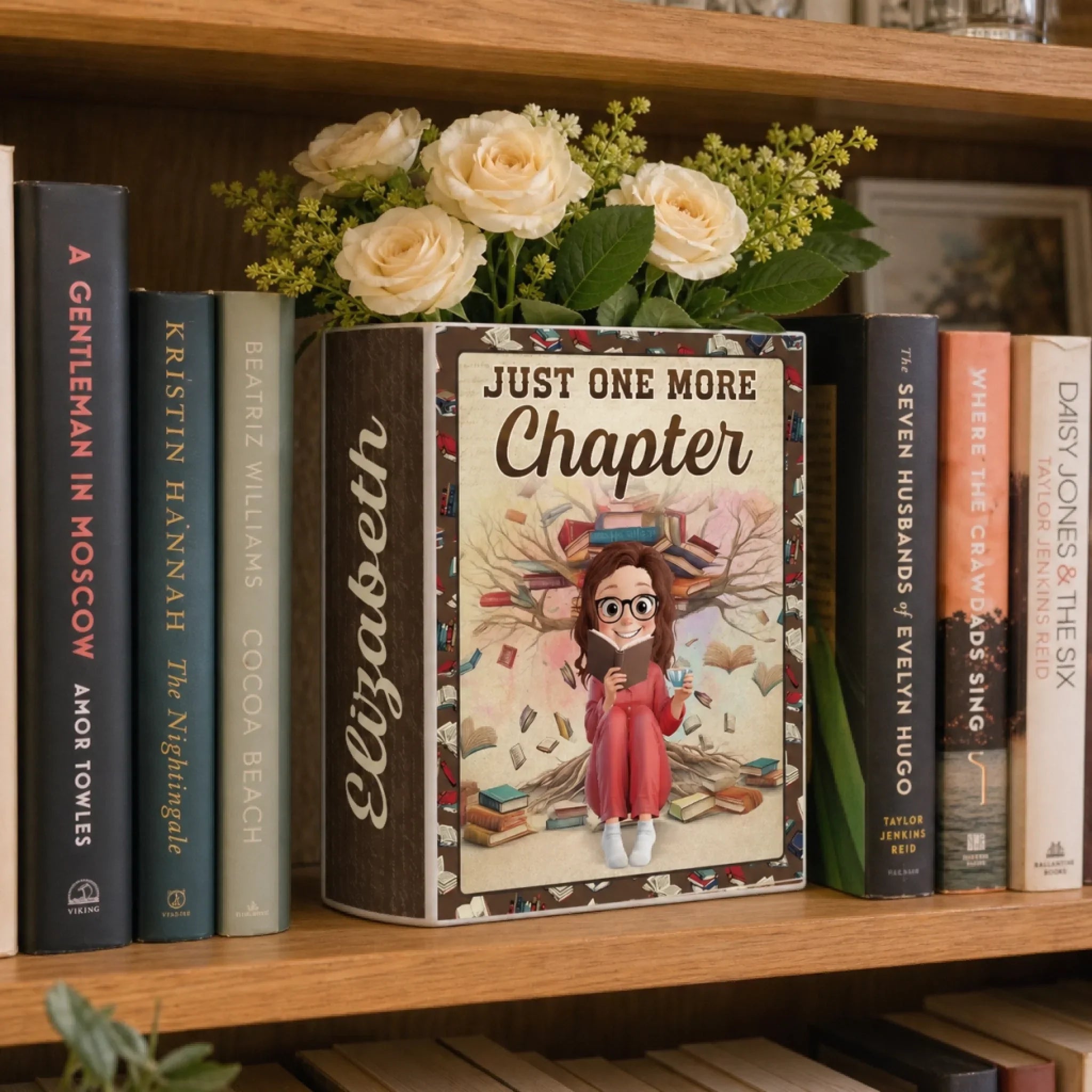 Custom Book Vase - Personalized Bookish Gifts For Book Lovers, Bookworms, Readers - Booked All Day