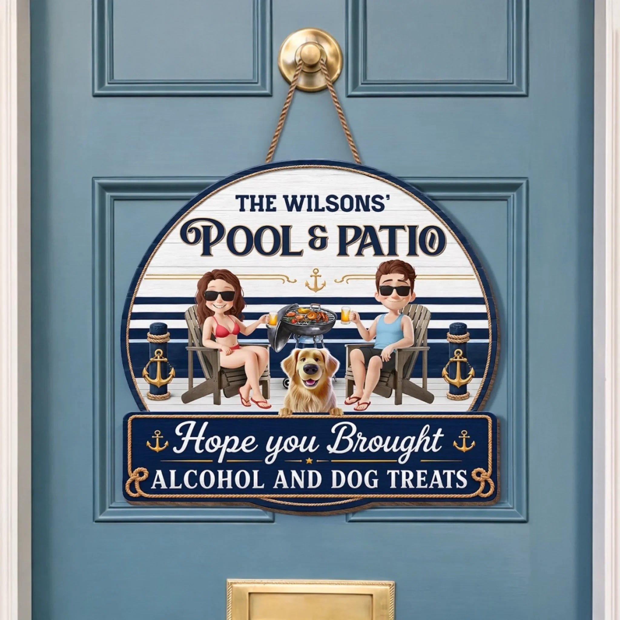 Custom Wood Sign - Personalized Summer Vacation And Travel Gifts For Husband And Wife, Dog Dad And Mom - Sipping Beers With My Furry Bestie