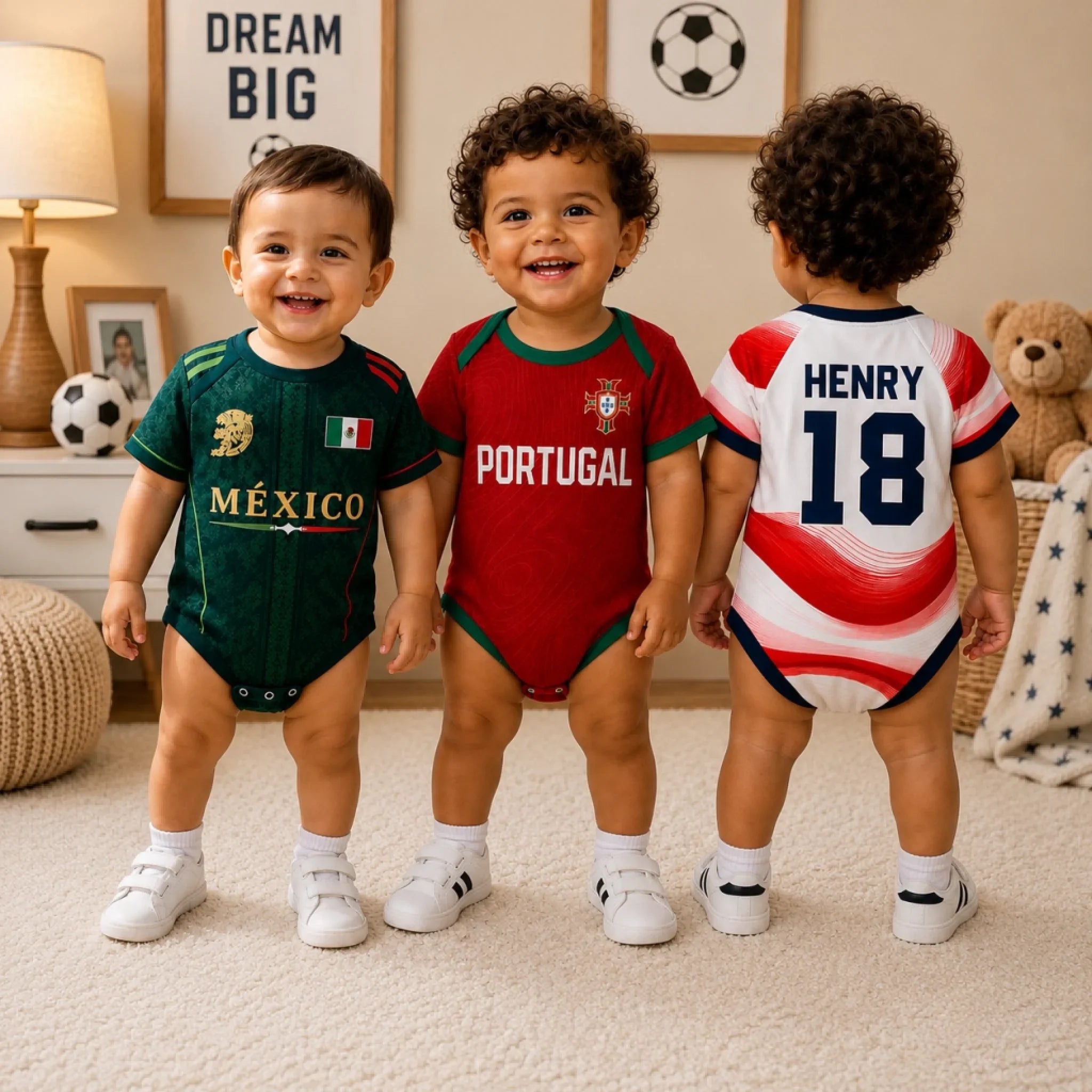 Custom Mexico World Football Baby Jersey Bodysuit
- Personalized Baby Shower, Gender Reveal Gifts For New Moms, New Dads, Football Lovers - The Team's Youngest MVP