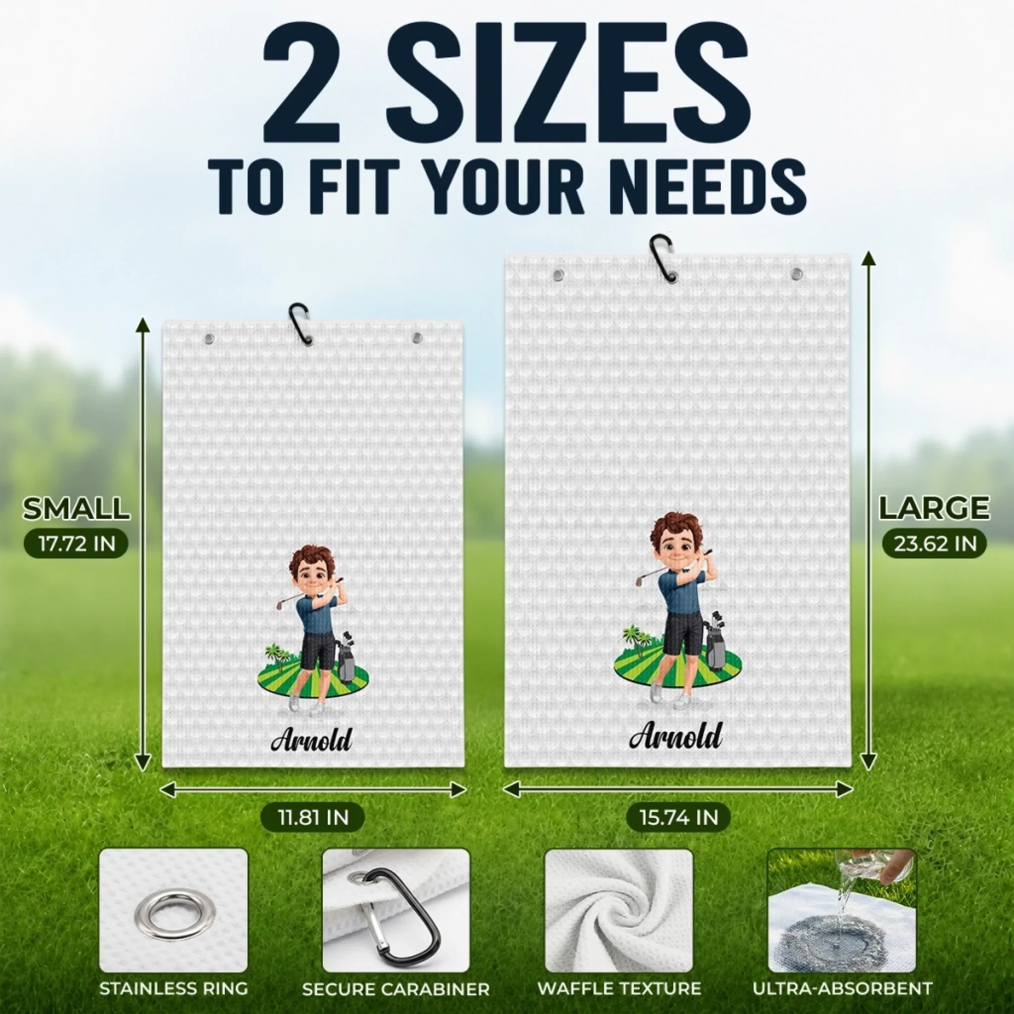 Custom Golf Towel - Personalized Birthday Gifts For Golf Lovers, Sports Fans, Sports Lovers - Just Tap It In