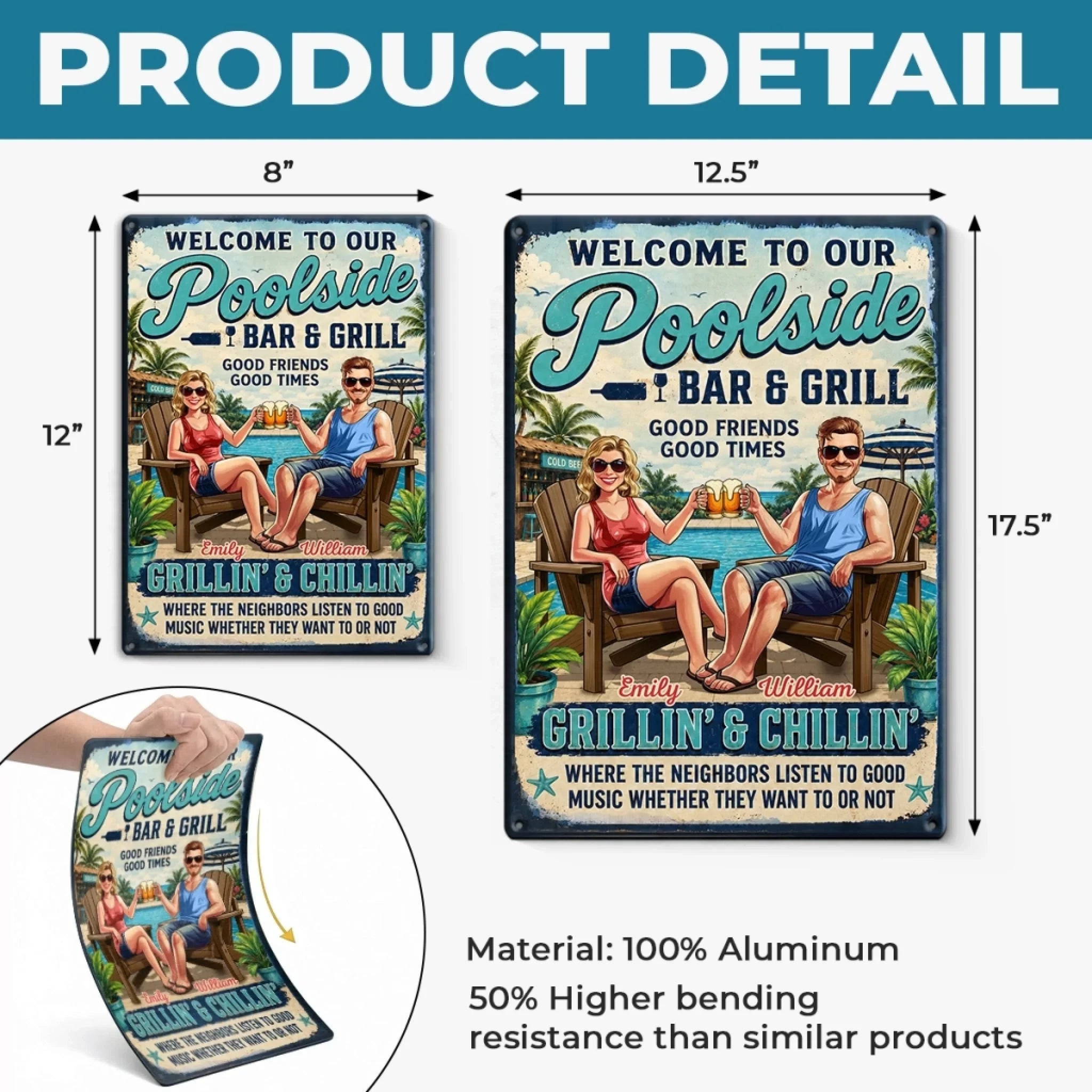 Custom Poolside Home Decor Metal Sign - Personalized Summer Vacation And Travel Gifts For Husband And Wife, Him And Her - Welcome To Navy Home