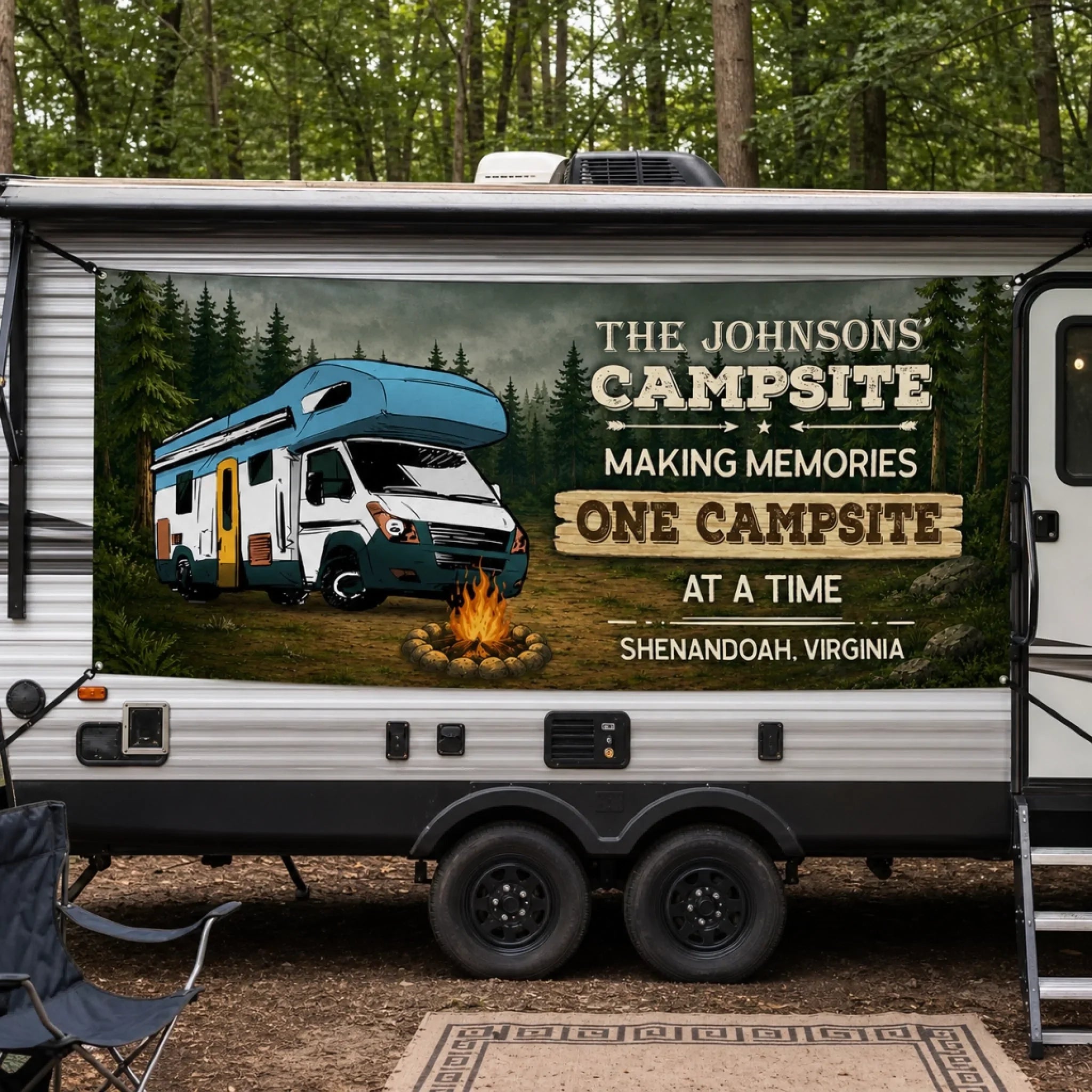 Custom Outdoor Banner - Personalized Camping Gifts For Campers, Mom, Dad, Brother, Sister, Kids - Home Is Wherever We Roam