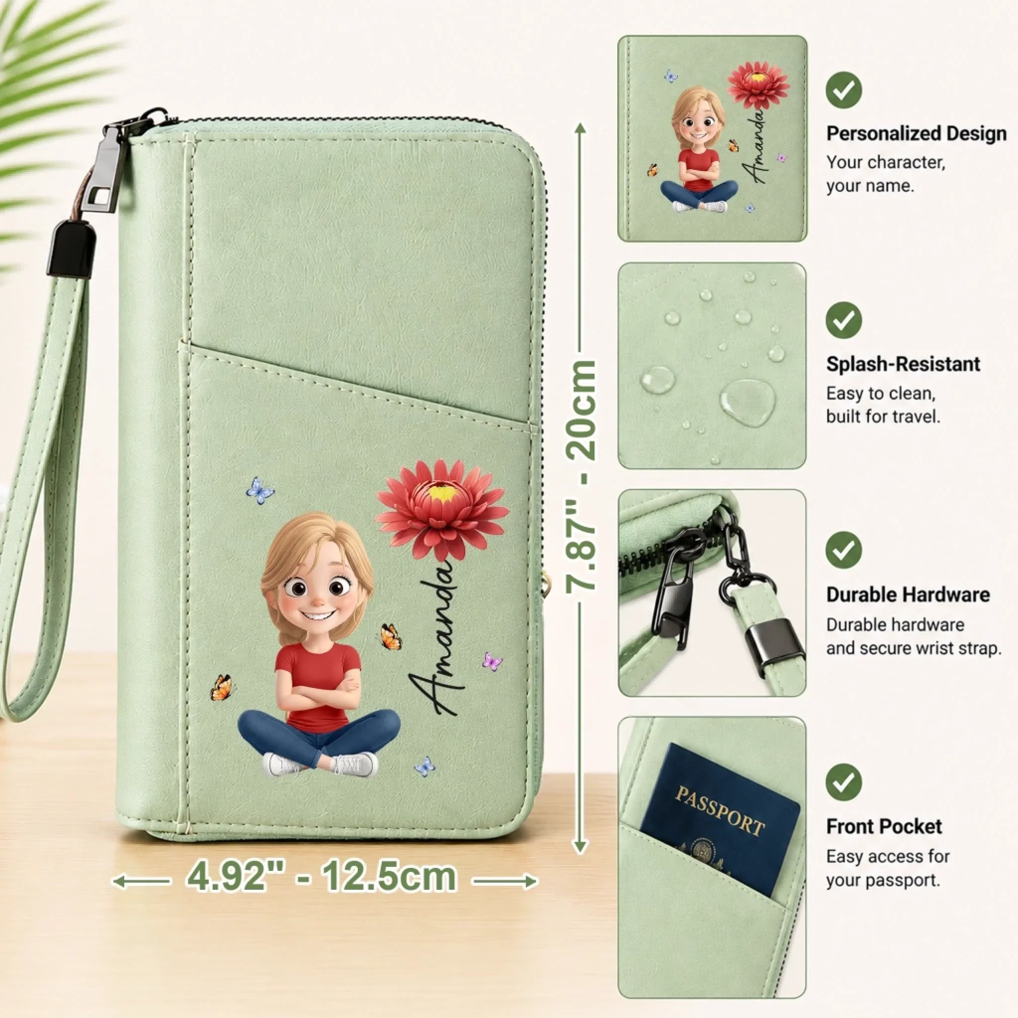 Custom Passport Holder Wallet - Personalized Summer Vacation And Travel Gifts For Women, Besties, Sisters, BFF, Family, Yourself - Travel More Smile More