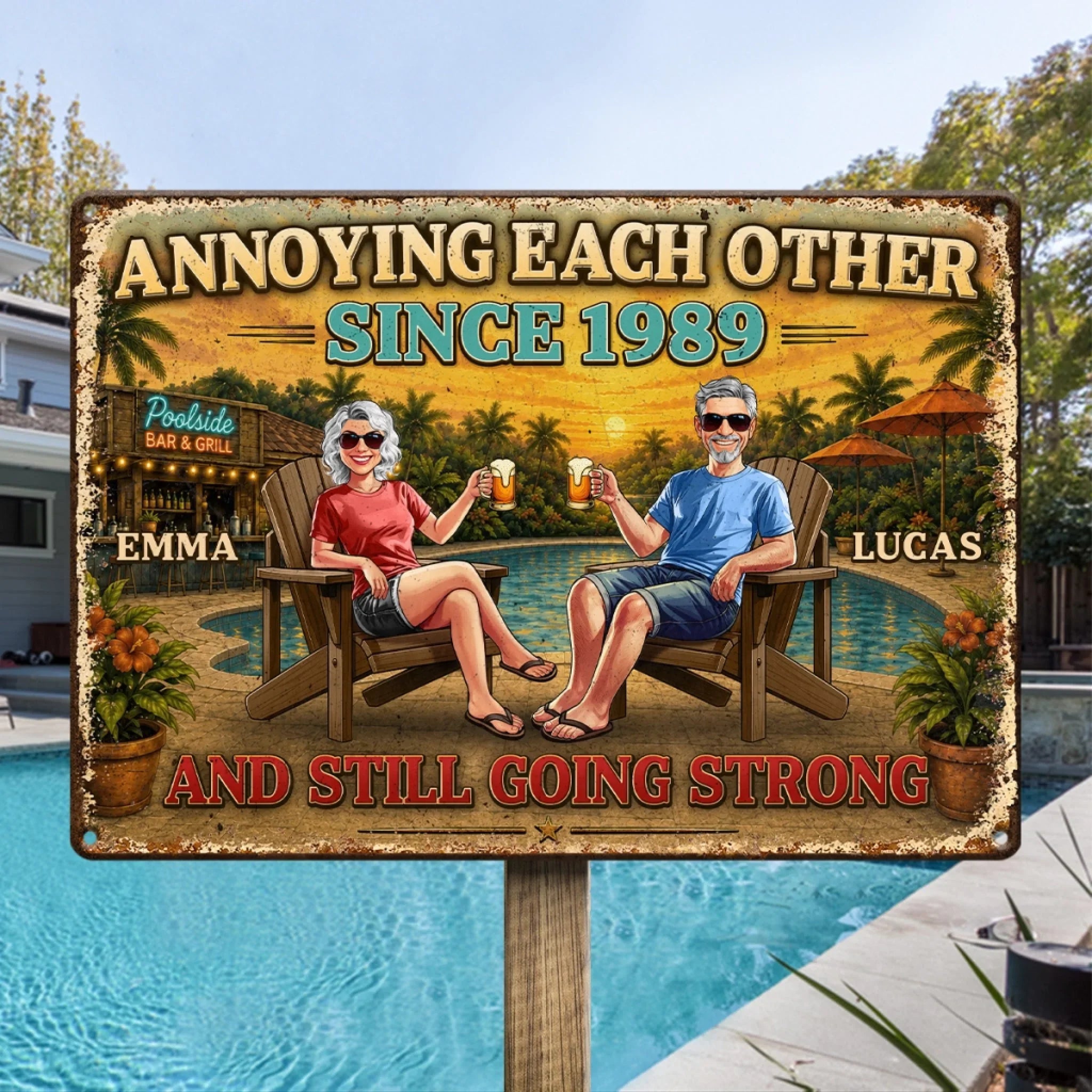 Custom Home Decor Metal Sign - Personalized Summer Vacation And Travel Gifts For Husband And Wife, Him And Her - Our Favorite Escape, Kept Forever