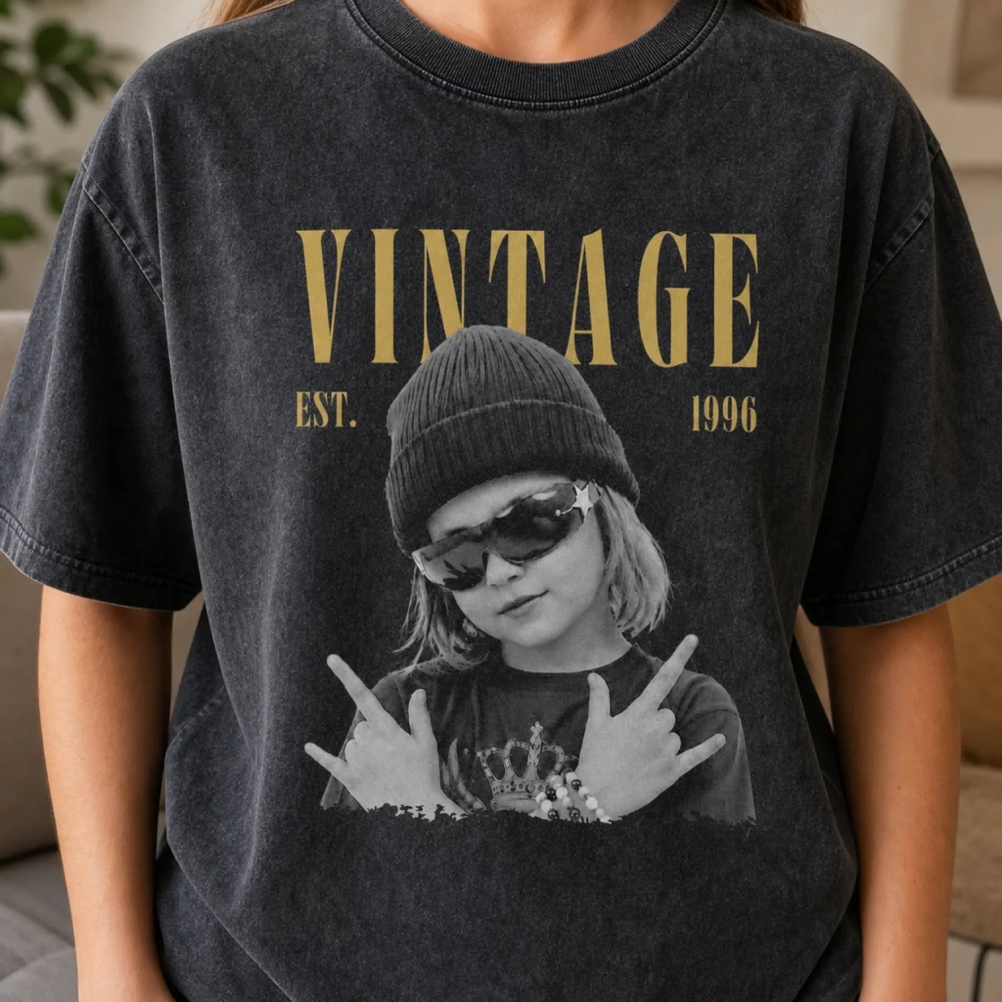 Custom Photo Washed Cotton T-shirt - Personalized Birthday Gifts For Men, Women - Born To Stand Out