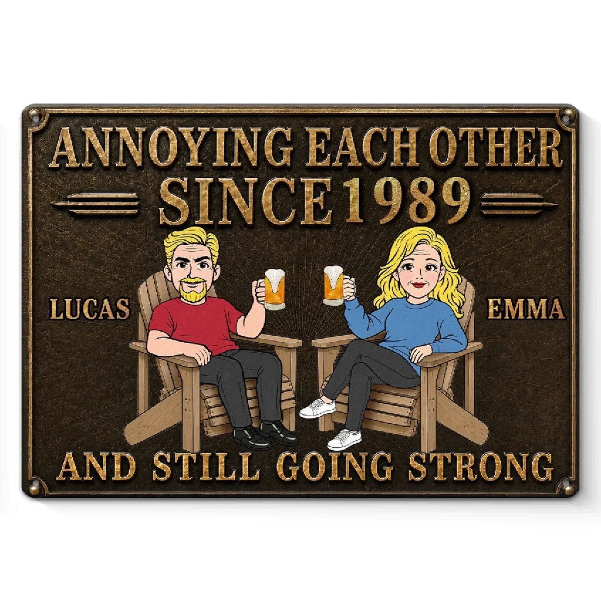 Custom Home Decor Metal Sign - Personalized Anniversary Wedding Gifts For Husband And Wife, Him And Her - The Blueprint Of Chaotic Couples