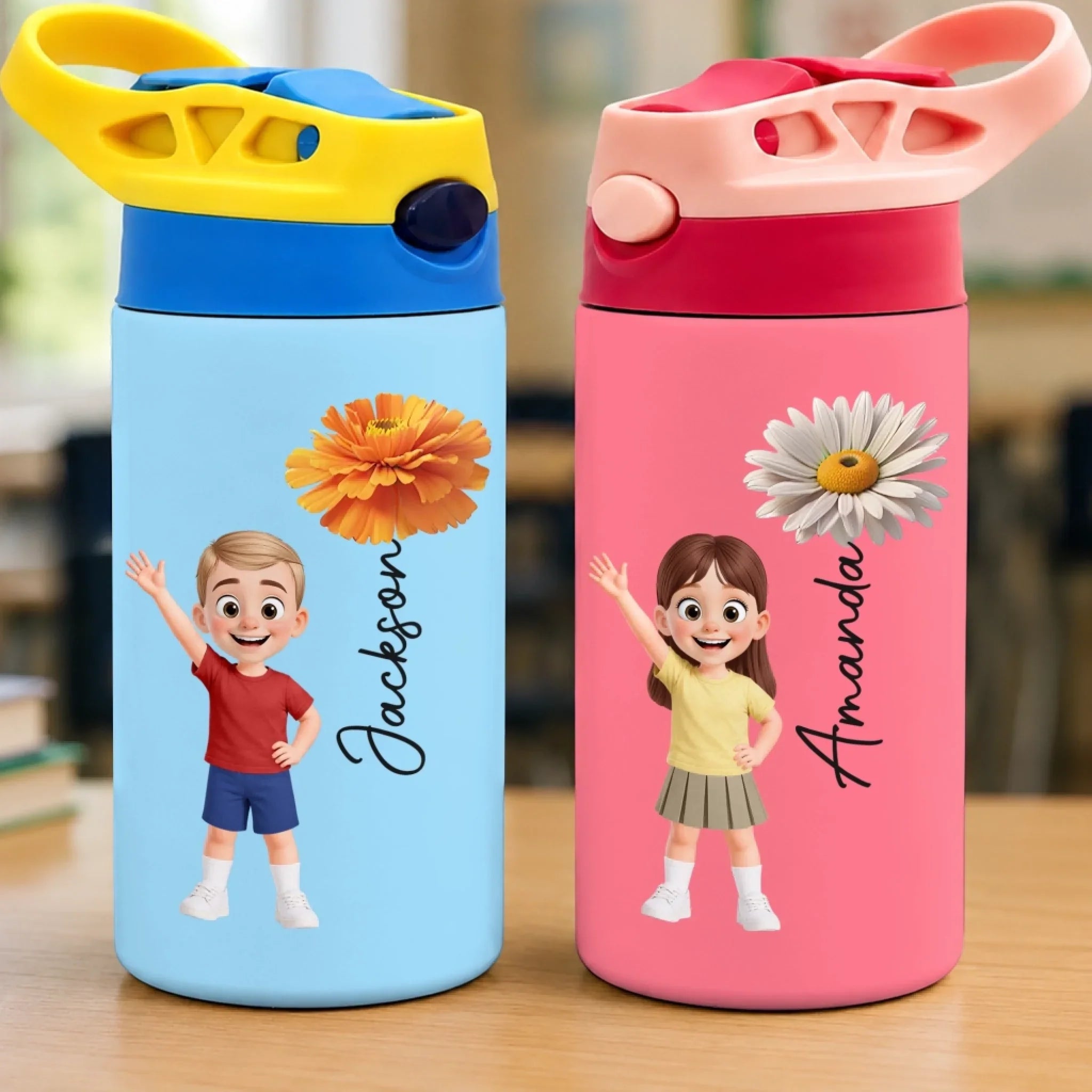 Custom Kids Insulated Water Bottle - Personalized Back To School Gifts For Kids - New Year New Adventures