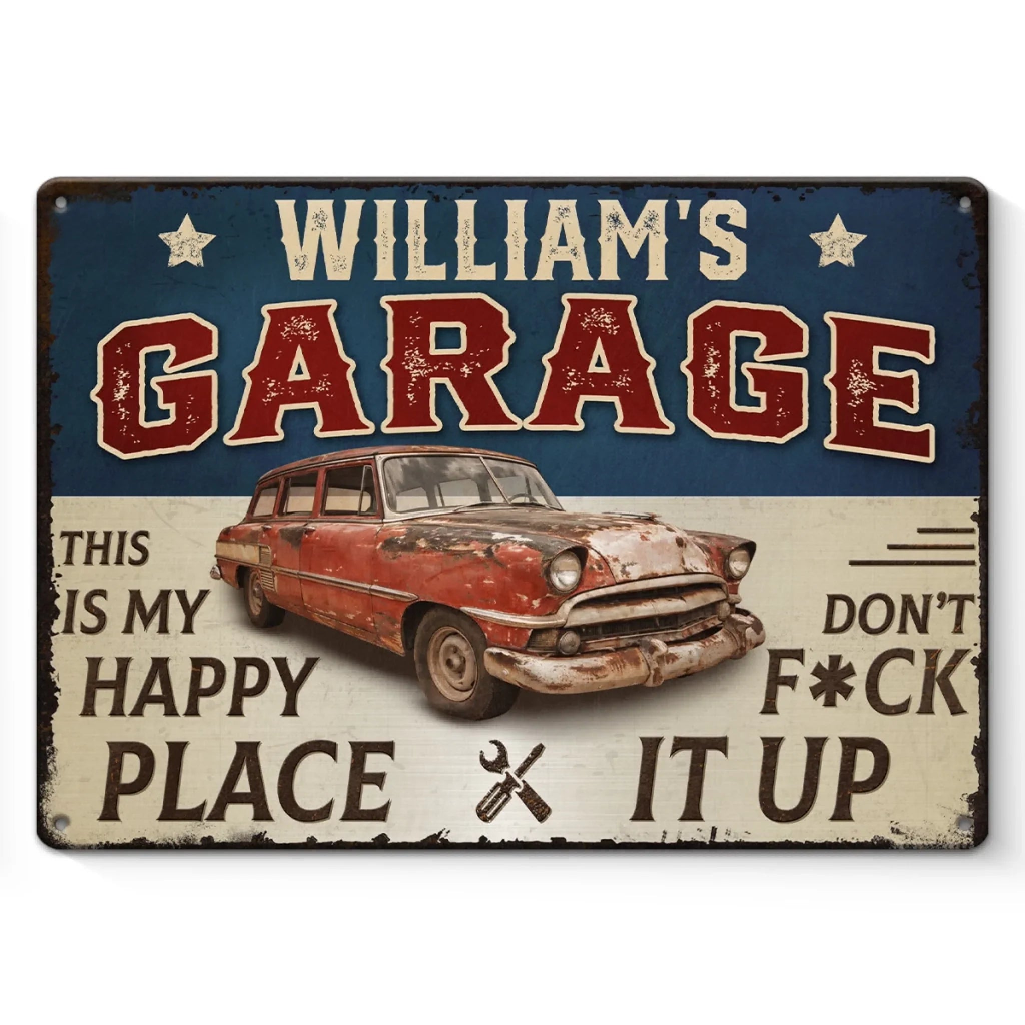Custom Photo Home Decor Metal Sign - Personalized Birthday Gifts For Men, Man Cave, Dad, Grandpa - Garage Therapy