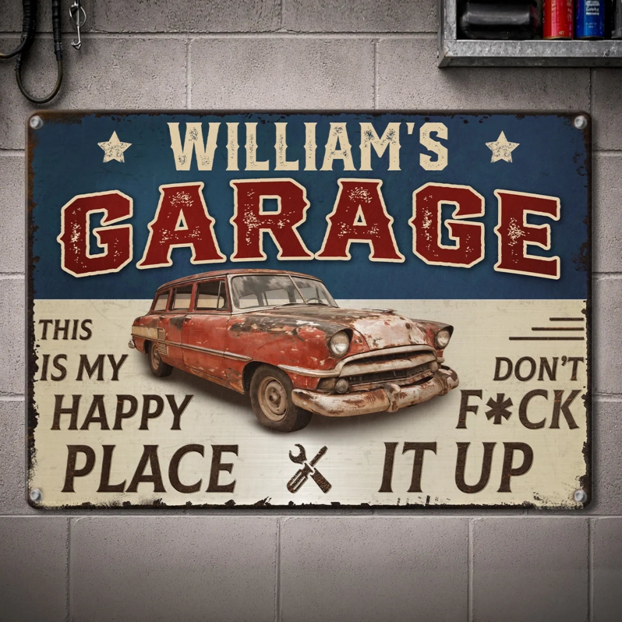Custom Photo Home Decor Metal Sign - Personalized Birthday Gifts For Men, Man Cave, Dad, Grandpa - Garage Therapy