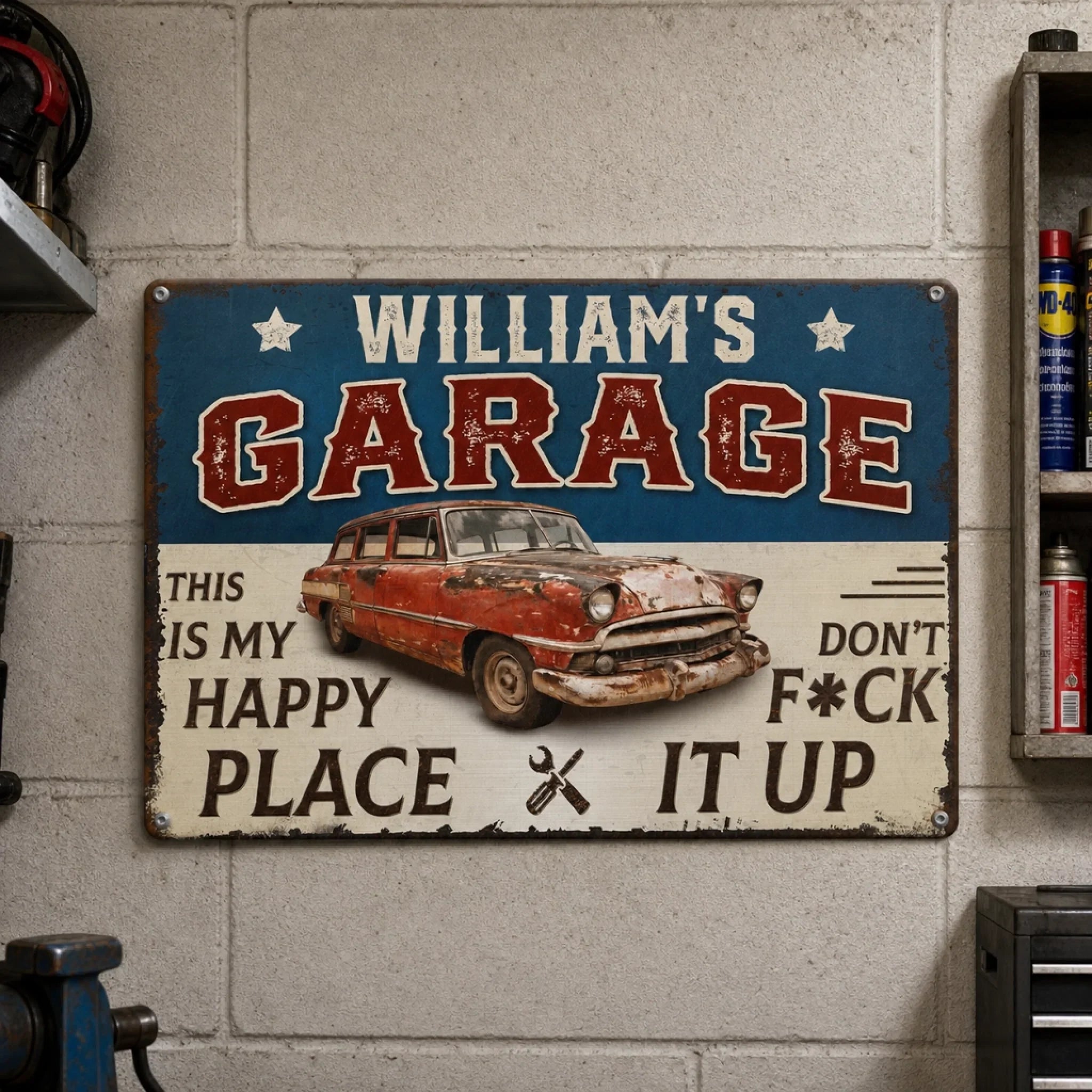 Custom Photo Home Decor Metal Sign - Personalized Birthday Gifts For Men, Man Cave, Dad, Grandpa - Garage Therapy