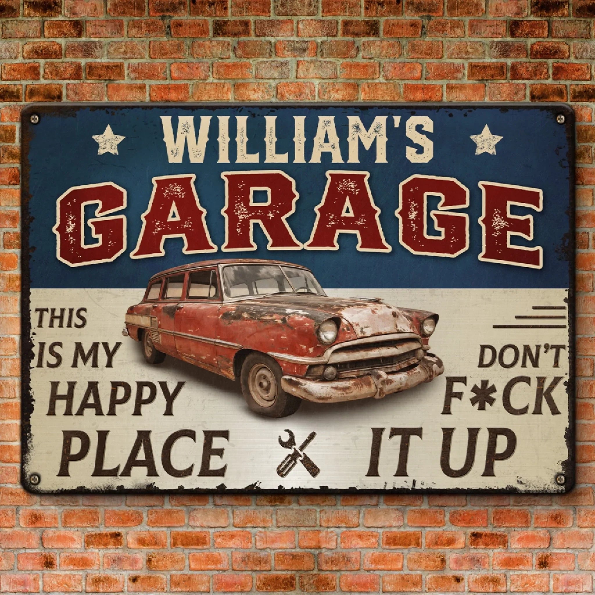 Custom Photo Home Decor Metal Sign - Personalized Birthday Gifts For Men, Man Cave, Dad, Grandpa - Garage Therapy