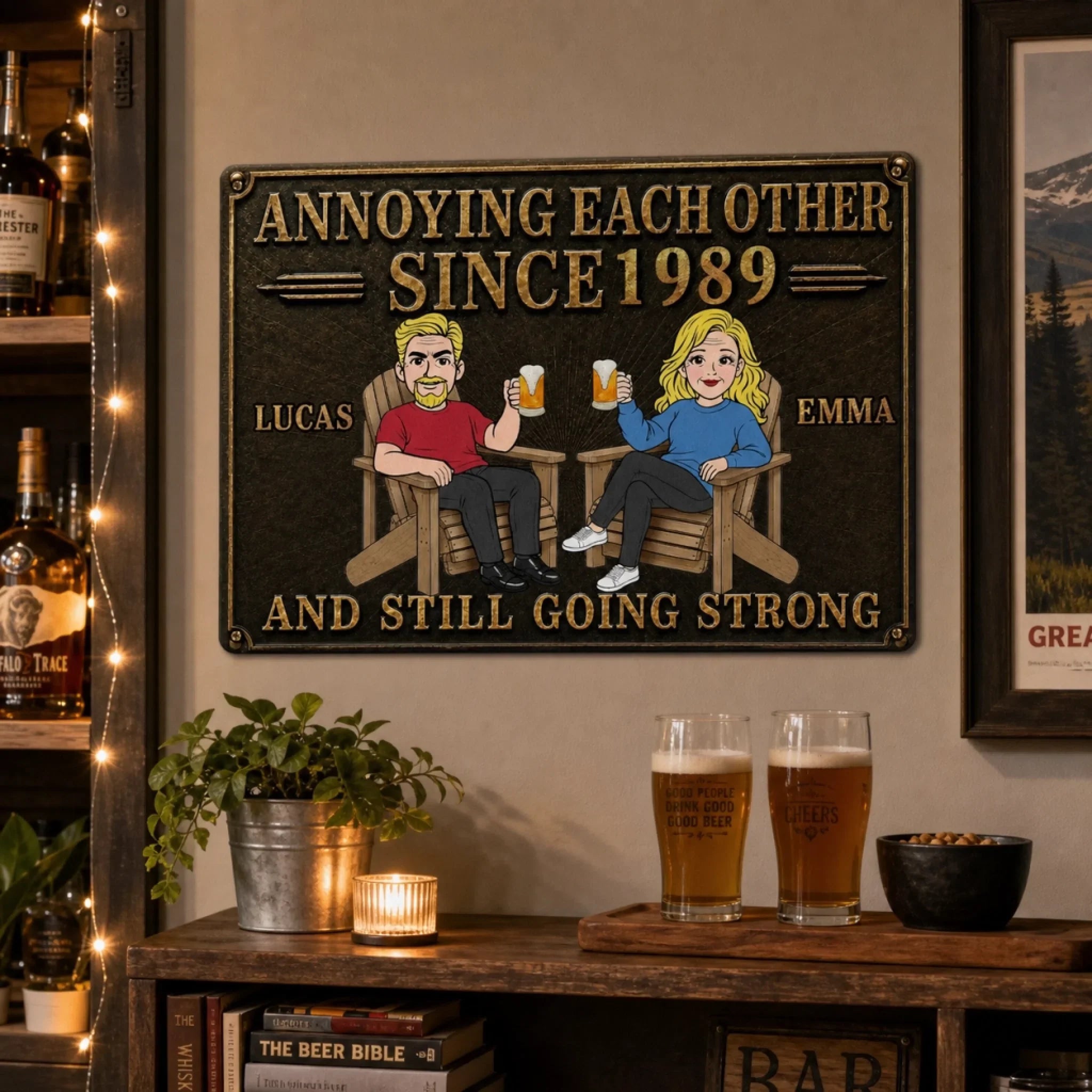 Custom Home Decor Metal Sign - Personalized Anniversary Wedding Gifts For Husband And Wife, Him And Her - The Blueprint Of Chaotic Couples
