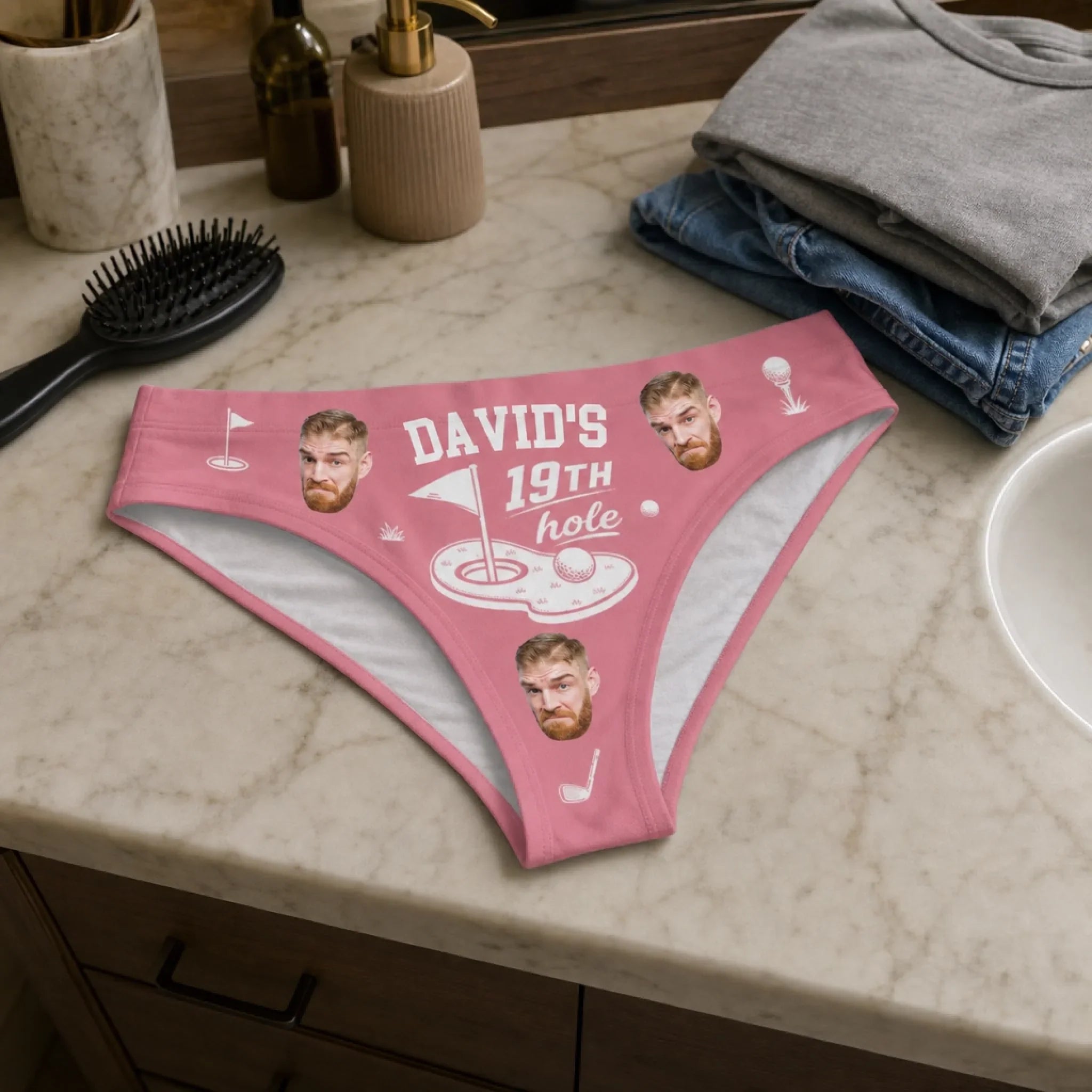 Custom Photo Women Briefs - Personalized Anniversary Wedding Gifts For Husband And Wife, Him And Her - The Luckiest Golfer In The World