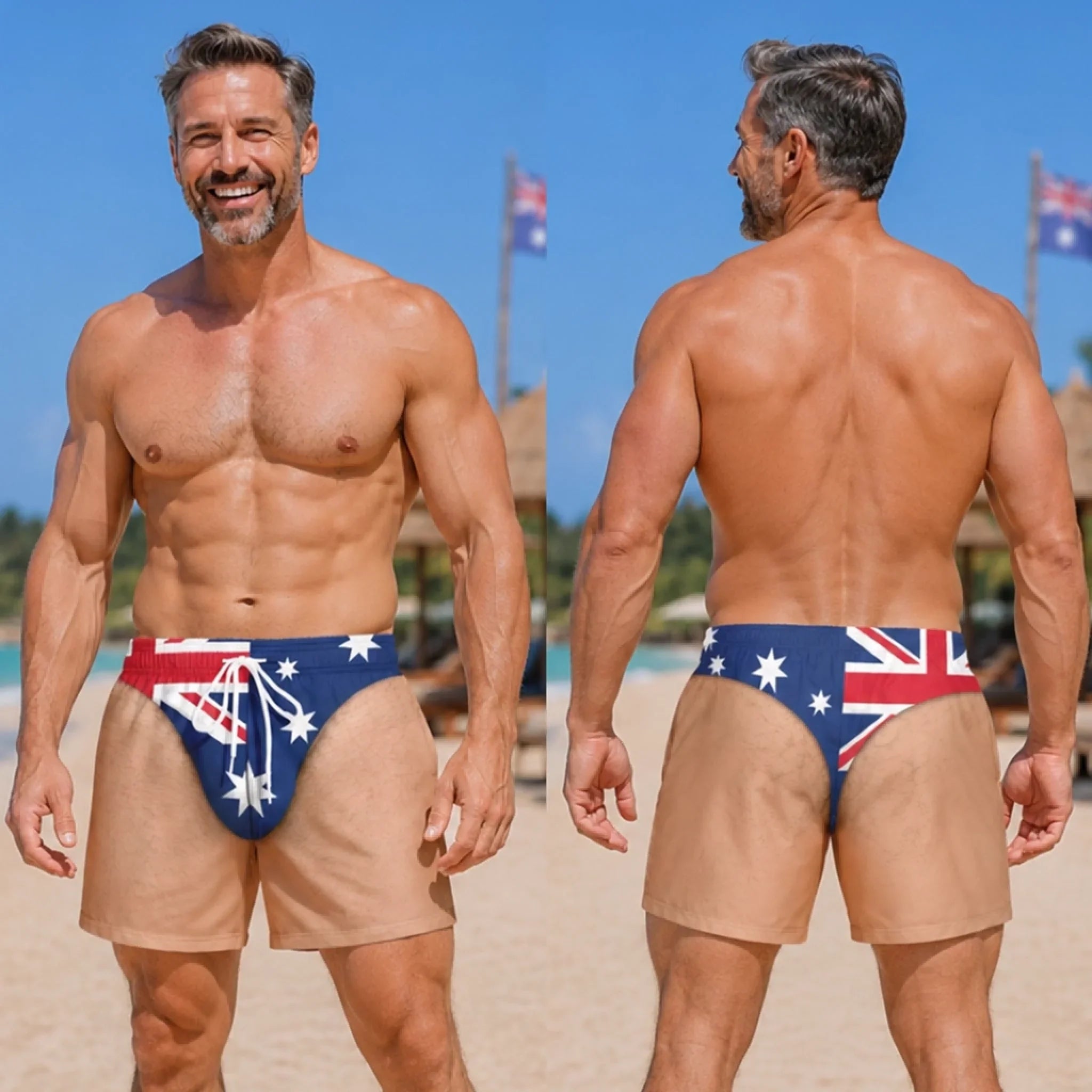 Custom Funny Patriotic Men Swim Trunks - Personalized Summer Vacation And Travel Gifts For Men - Born For Summer