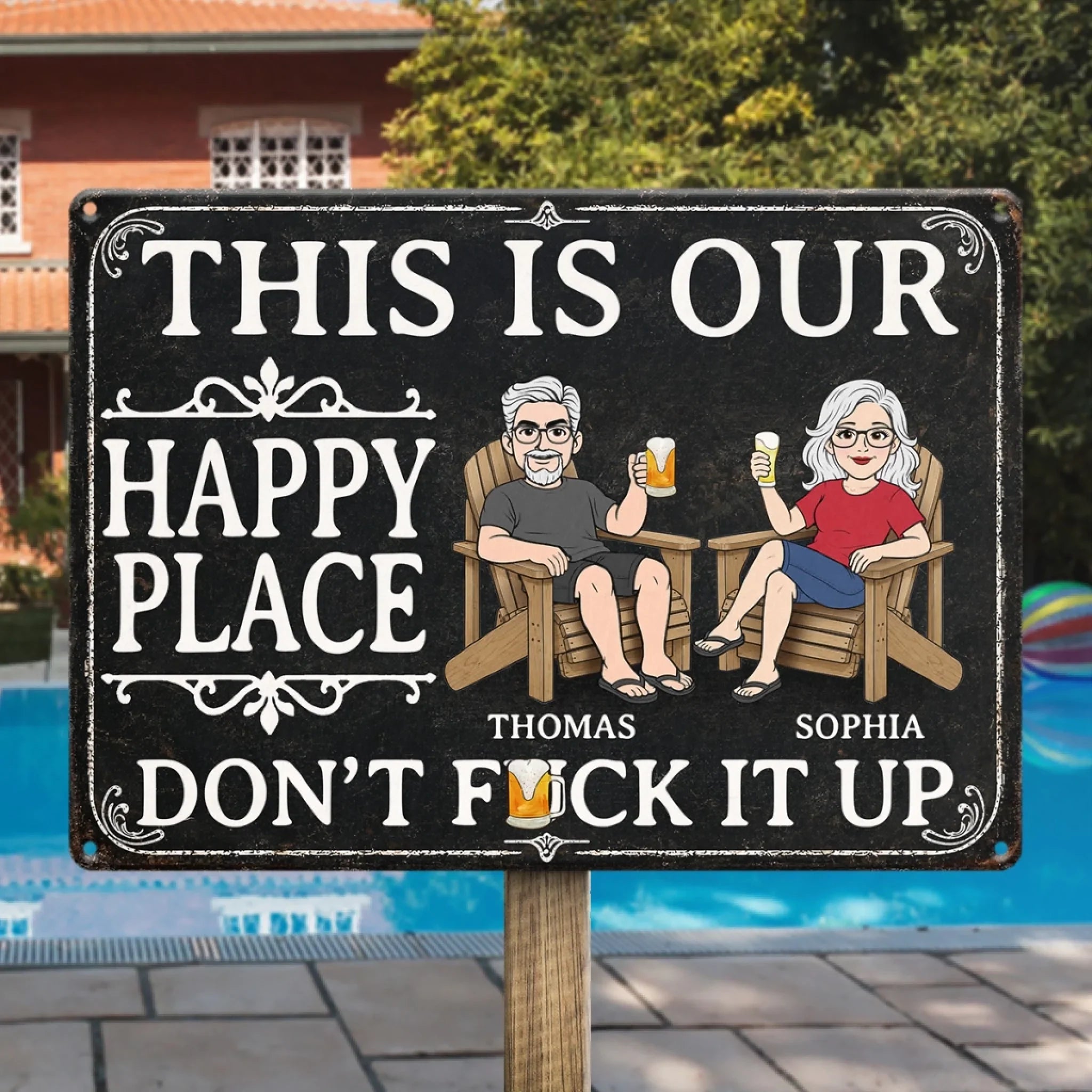 Custom Home Decor Metal Sign - Personalized Summer Vacation And Travel Gifts For Husband And Wife, Him And Her - Our Little Slice Of Heaven