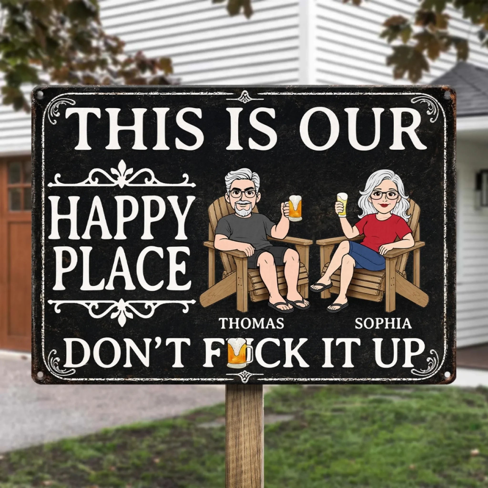 Custom Home Decor Metal Sign - Personalized Summer Vacation And Travel Gifts For Husband And Wife, Him And Her - Our Little Slice Of Heaven