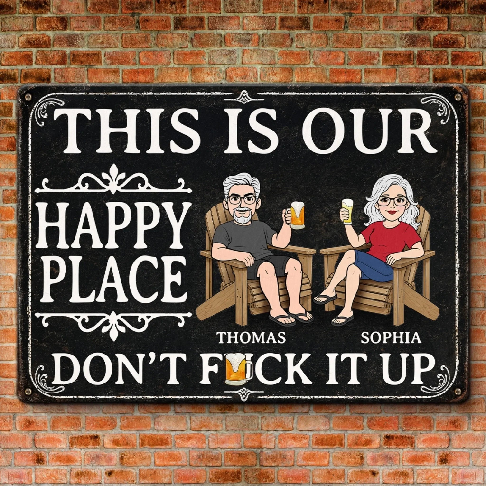Custom Home Decor Metal Sign - Personalized Summer Vacation And Travel Gifts For Husband And Wife, Him And Her - Our Little Slice Of Heaven