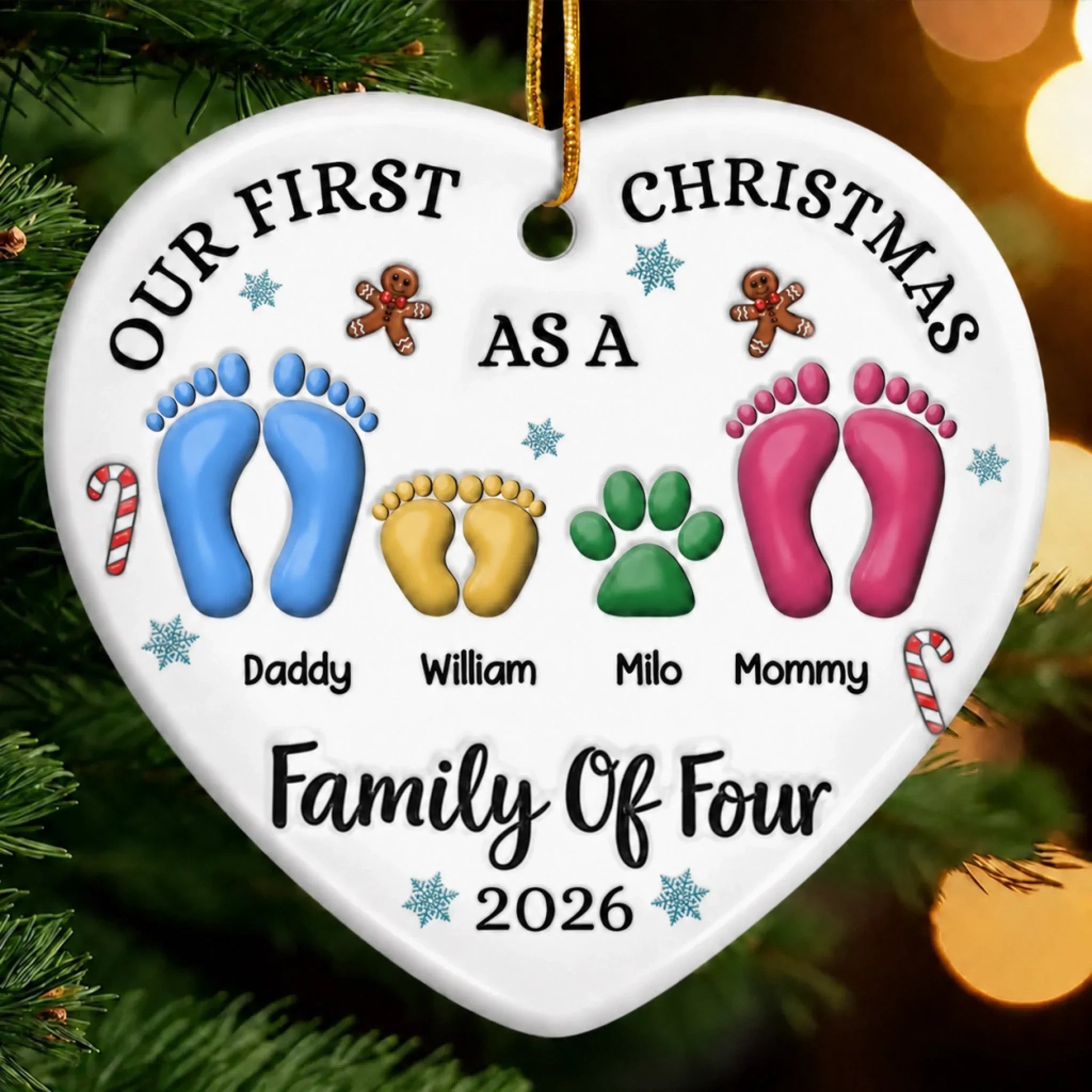 Custom Ceramic Ornament - Personalized Christmas Birthday Gifts For Mom, Dad, Kids - Together We Are Stronger