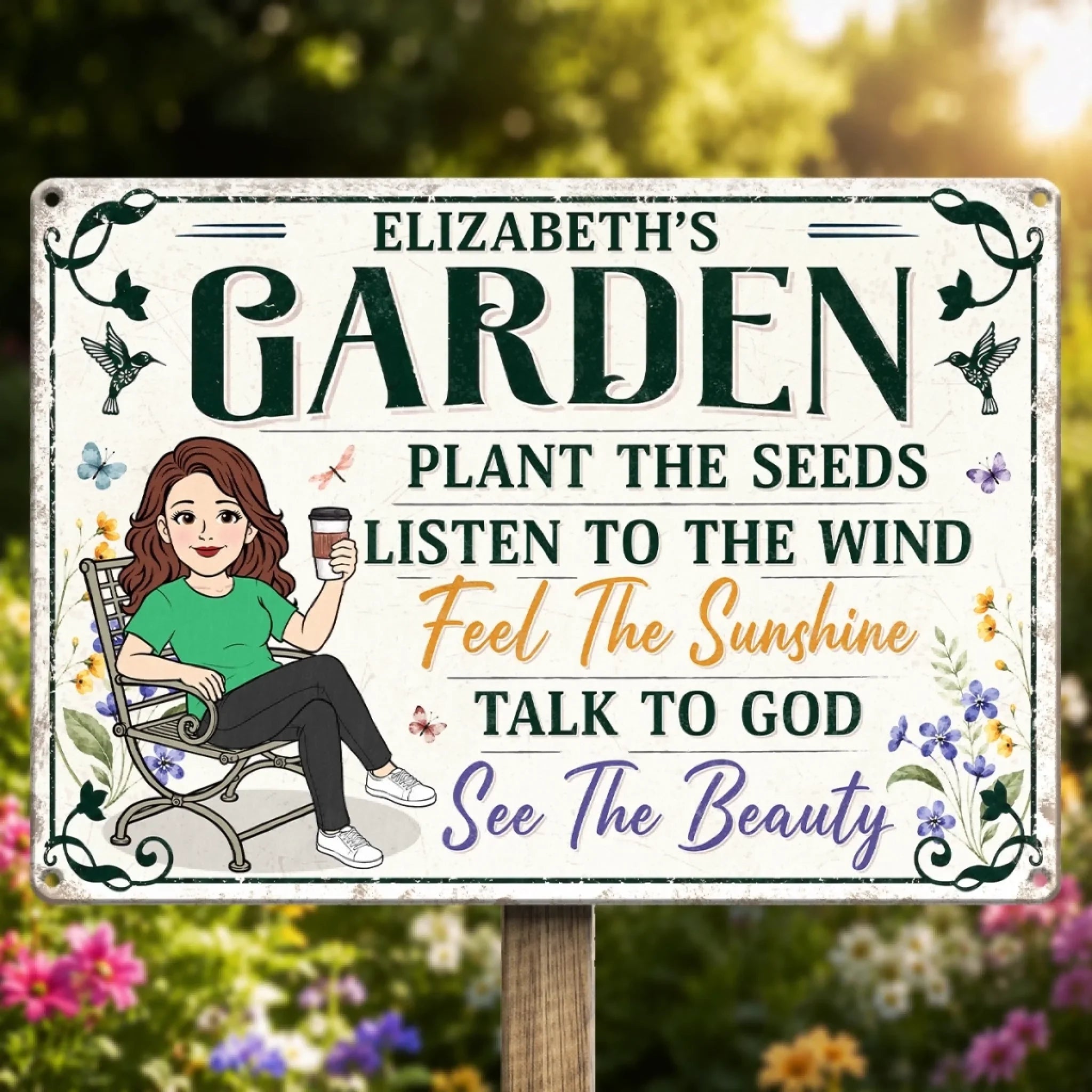 Custom Home Decor Metal Sign - Personalized Birthday Garden Gifts For Gardeners - My Happy Place Only