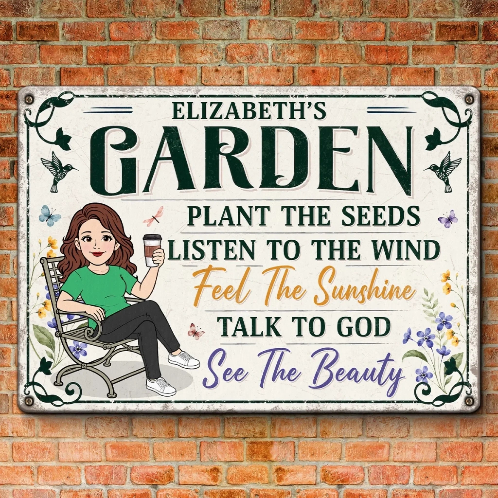 Custom Home Decor Metal Sign - Personalized Birthday Garden Gifts For Gardeners - My Happy Place Only