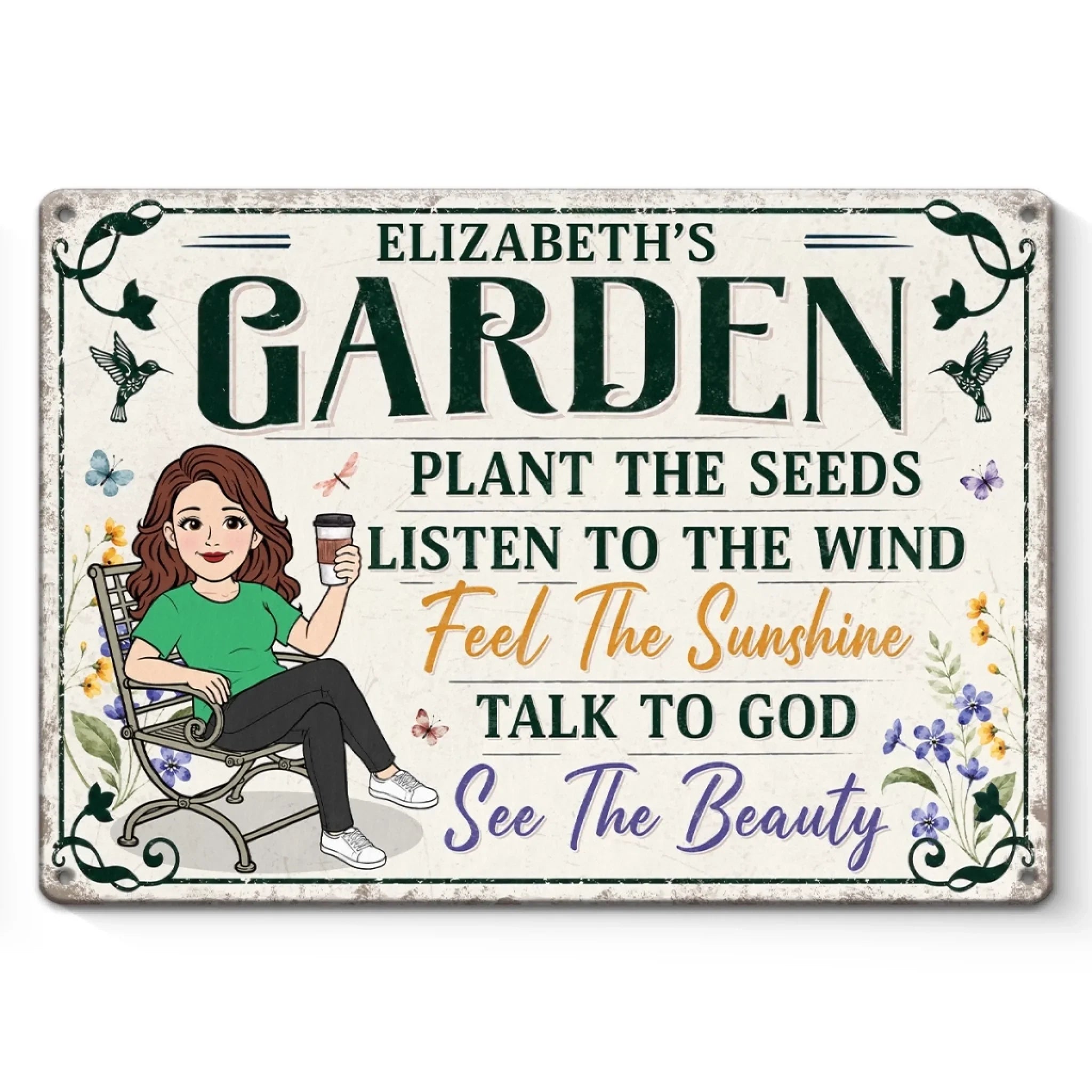 Custom Home Decor Metal Sign - Personalized Birthday Garden Gifts For Gardeners - My Happy Place Only