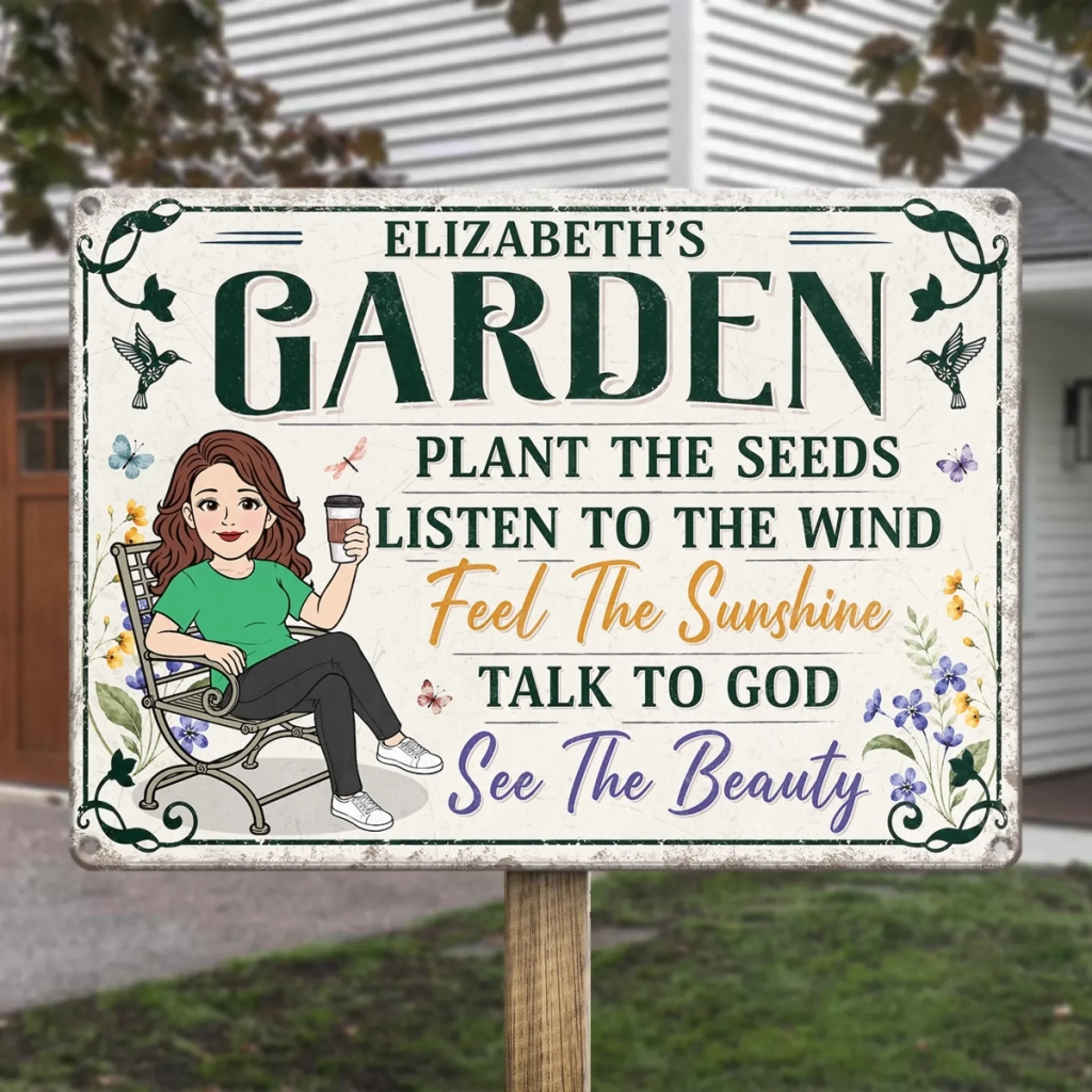 Custom Home Decor Metal Sign - Personalized Birthday Garden Gifts For Gardeners - My Happy Place Only