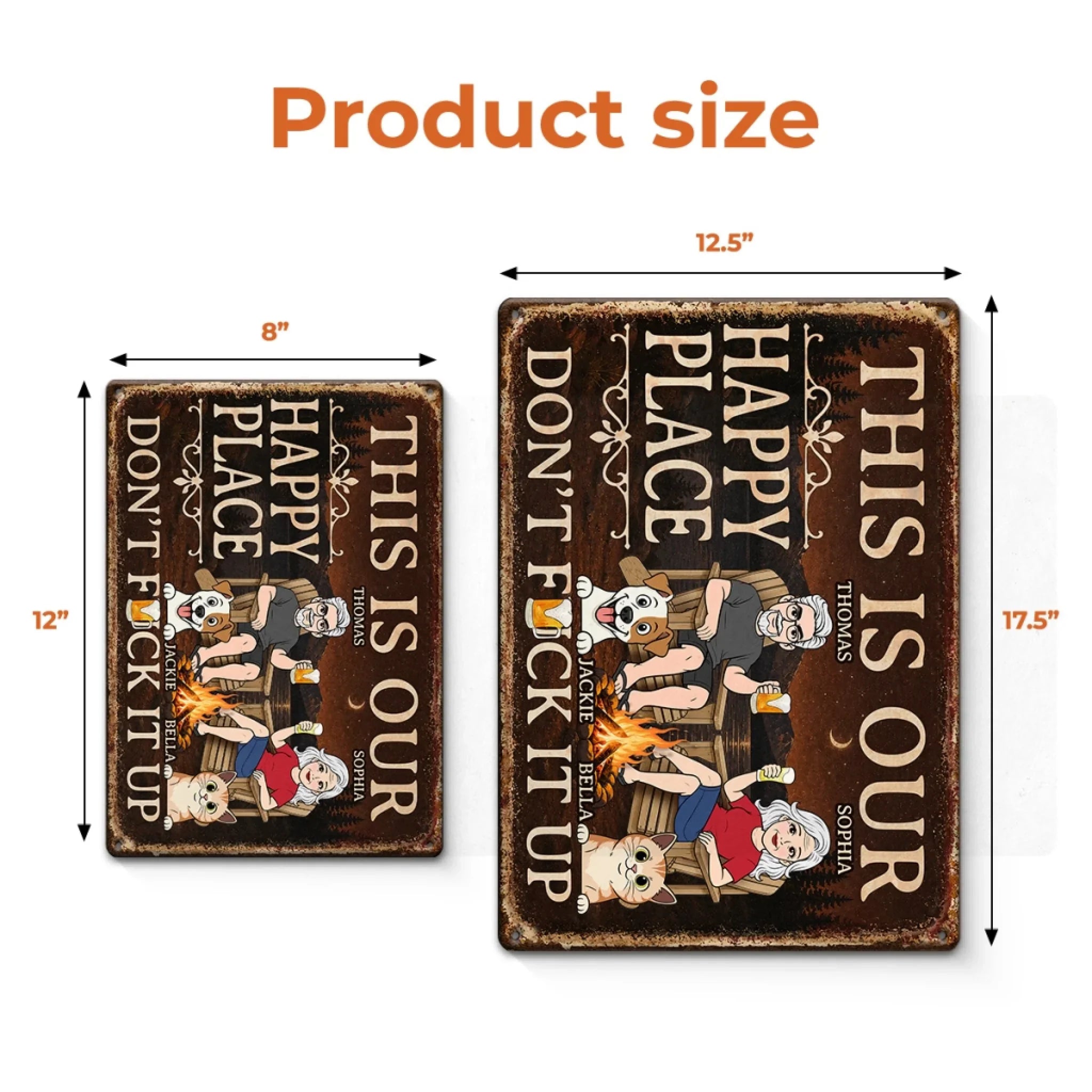 Custom Home Decor Metal Sign - Personalized Anniversary Wedding Camping Gifts For Campers, Husband And Wife, Dog Cat Lovers - Campfires, Drinks And Furry Chaos