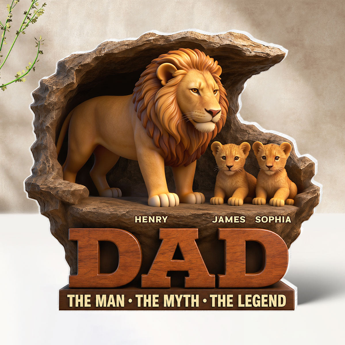Lion Dad The Man The Myth The Legend - Personalized Acrylic Block Plaque - Cool Gift For Dad