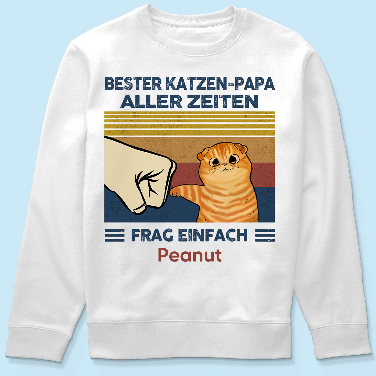 Perfektes Geschenk fr Katzenvter – Personalisiertes T-Shirt mit Katzen-Faustgru