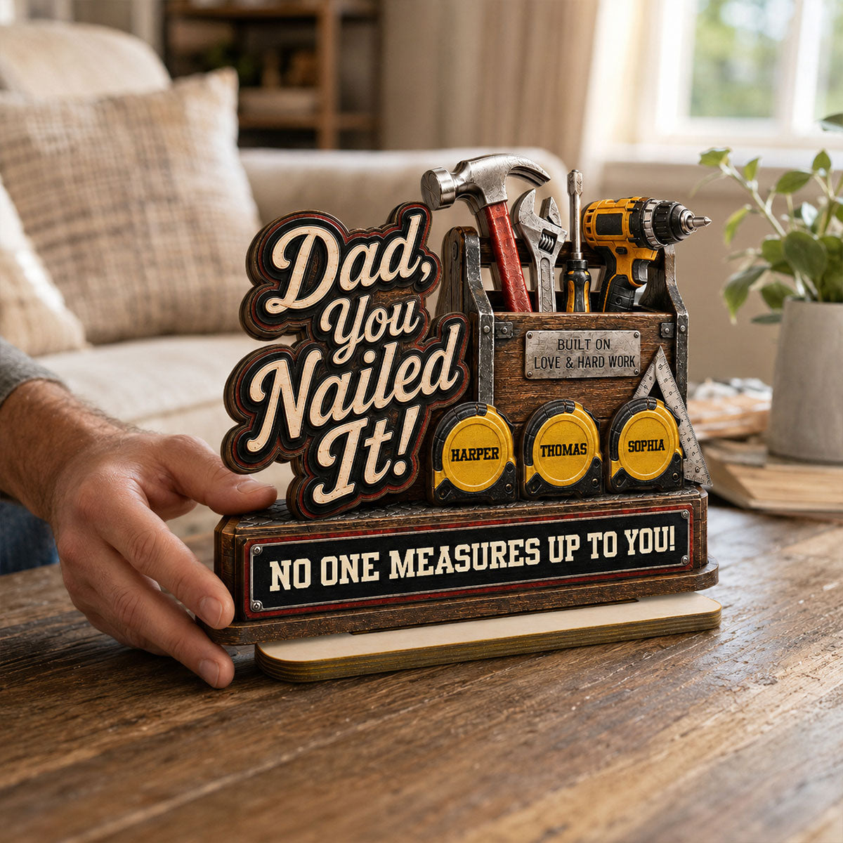 Dad You Nailed It Custom Name 2D Flat - Personalized 2-Layered Wooden Plaque - Gift For Dad